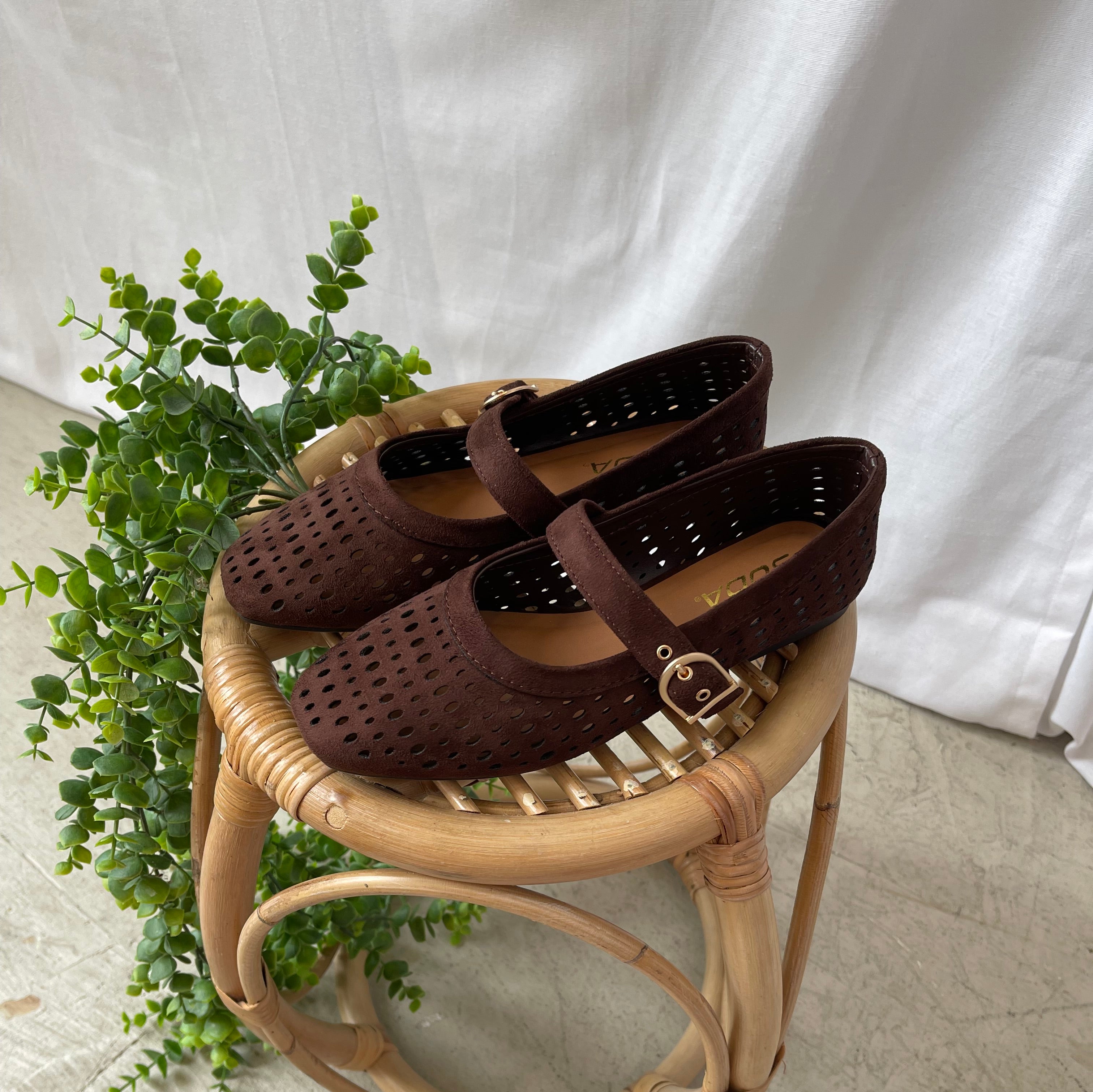 Soda Sheila Mocha Flat Shoe-Sandals-soda-The Silo Boutique, Women's Fashion Boutique Located in Warren and Grand Forks North Dakota