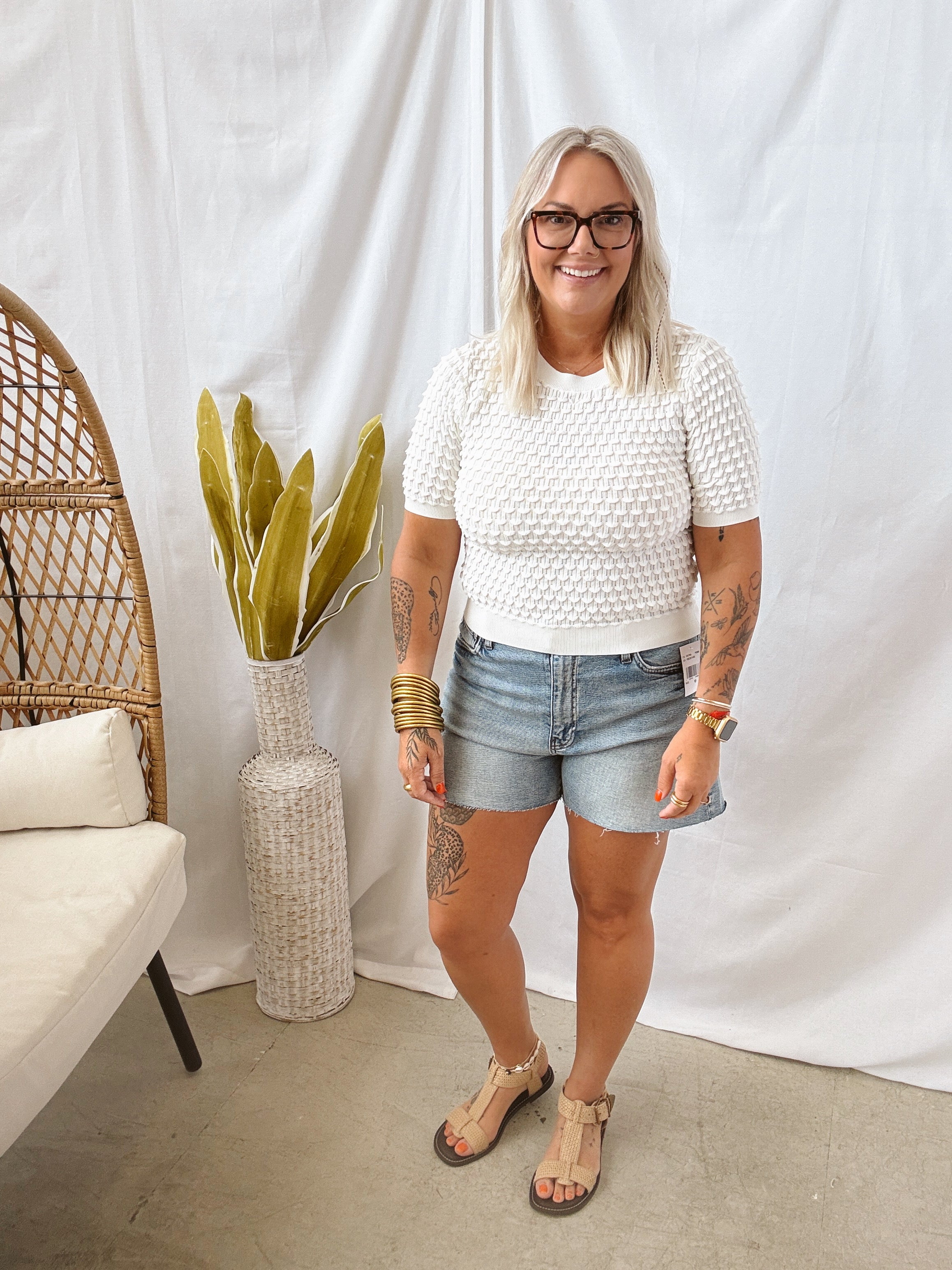 Bubble Textured Knit Top-White-Final Sale-Short Sleeve Tops-listicle-The Silo Boutique, Women's Fashion Boutique Located in Warren and Grand Forks North Dakota