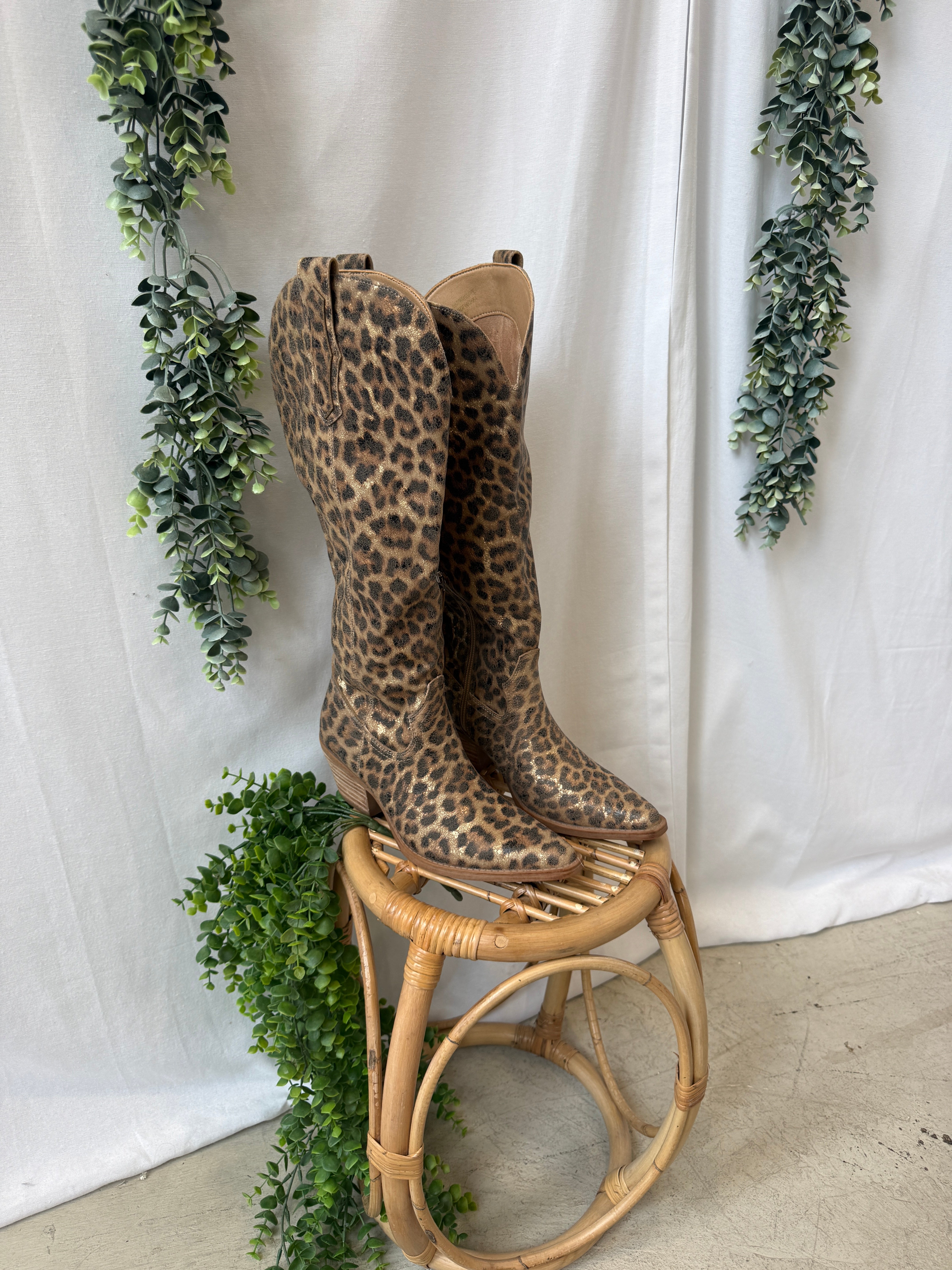 Oasis Society Tess Leopard Boot-Boots-oasis society-The Silo Boutique, Women's Fashion Boutique Located in Warren and Grand Forks North Dakota