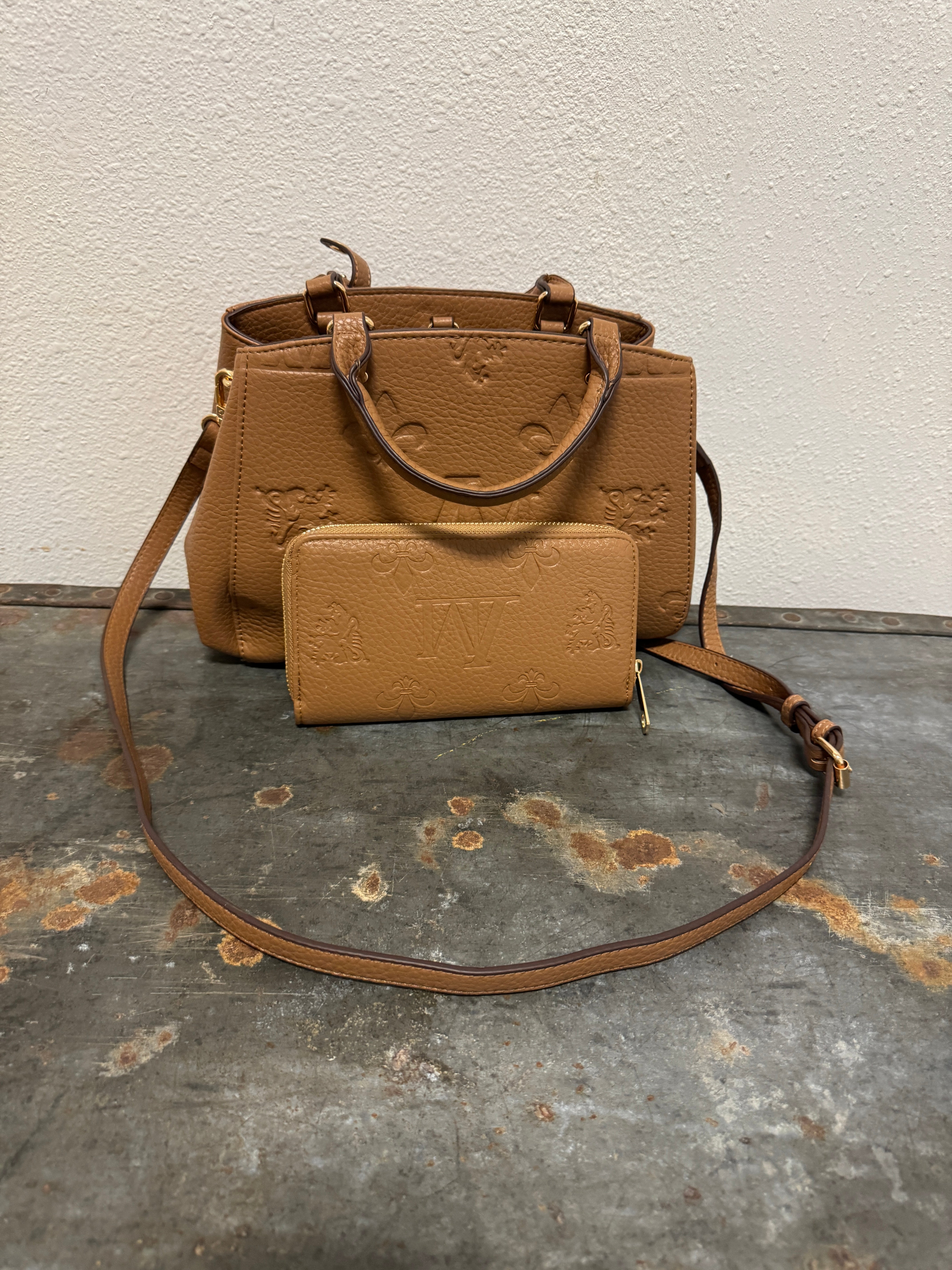 Mimi Embossed Crossbody Purse +Wallet-Final Sale-Crossbody Purses-princess purse-The Silo Boutique, Women's Fashion Boutique Located in Warren and Grand Forks North Dakota
