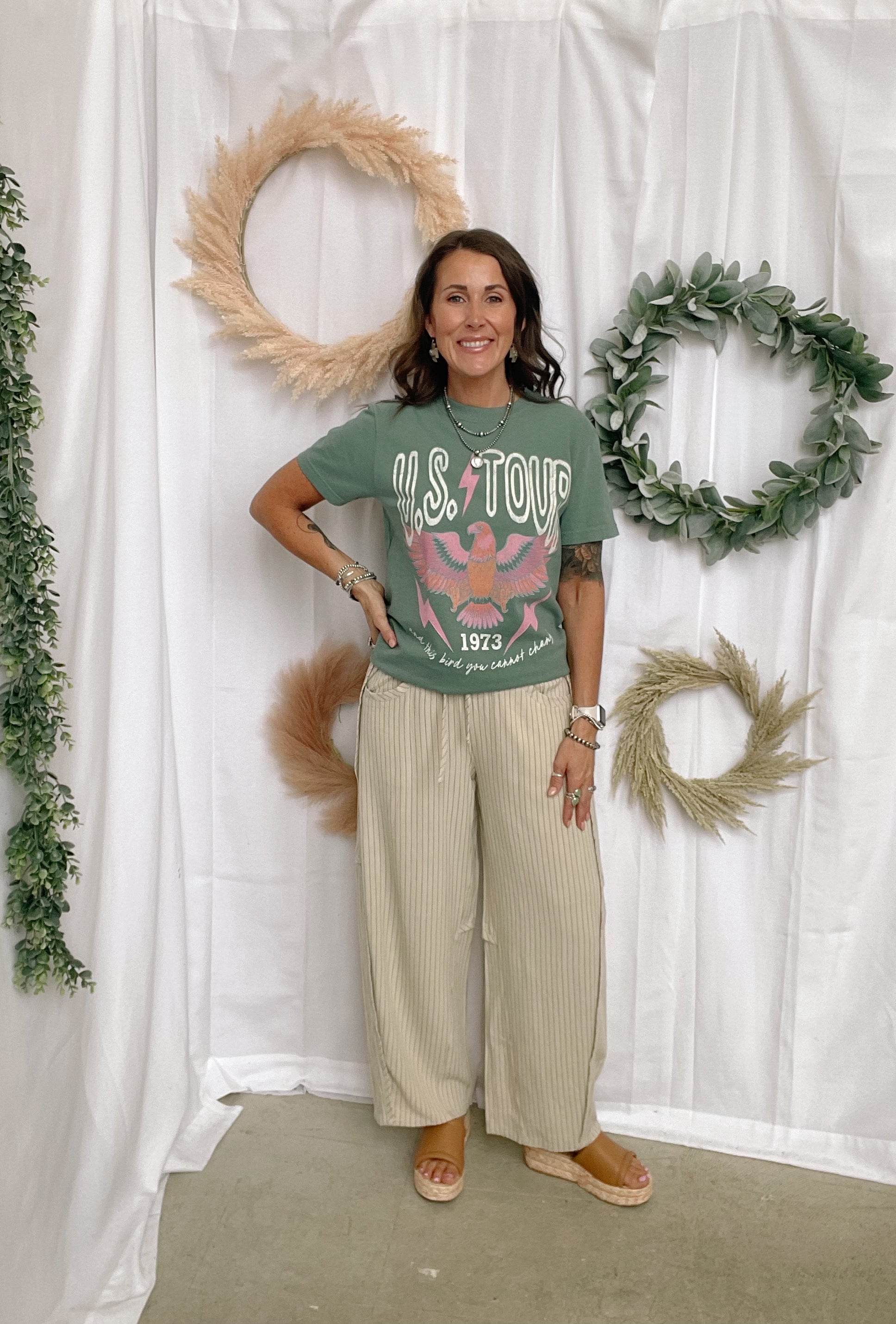 The Lovey Striped Pants-Oatmeal-Pants-oddi-The Silo Boutique, Women's Fashion Boutique Located in Warren and Grand Forks North Dakota