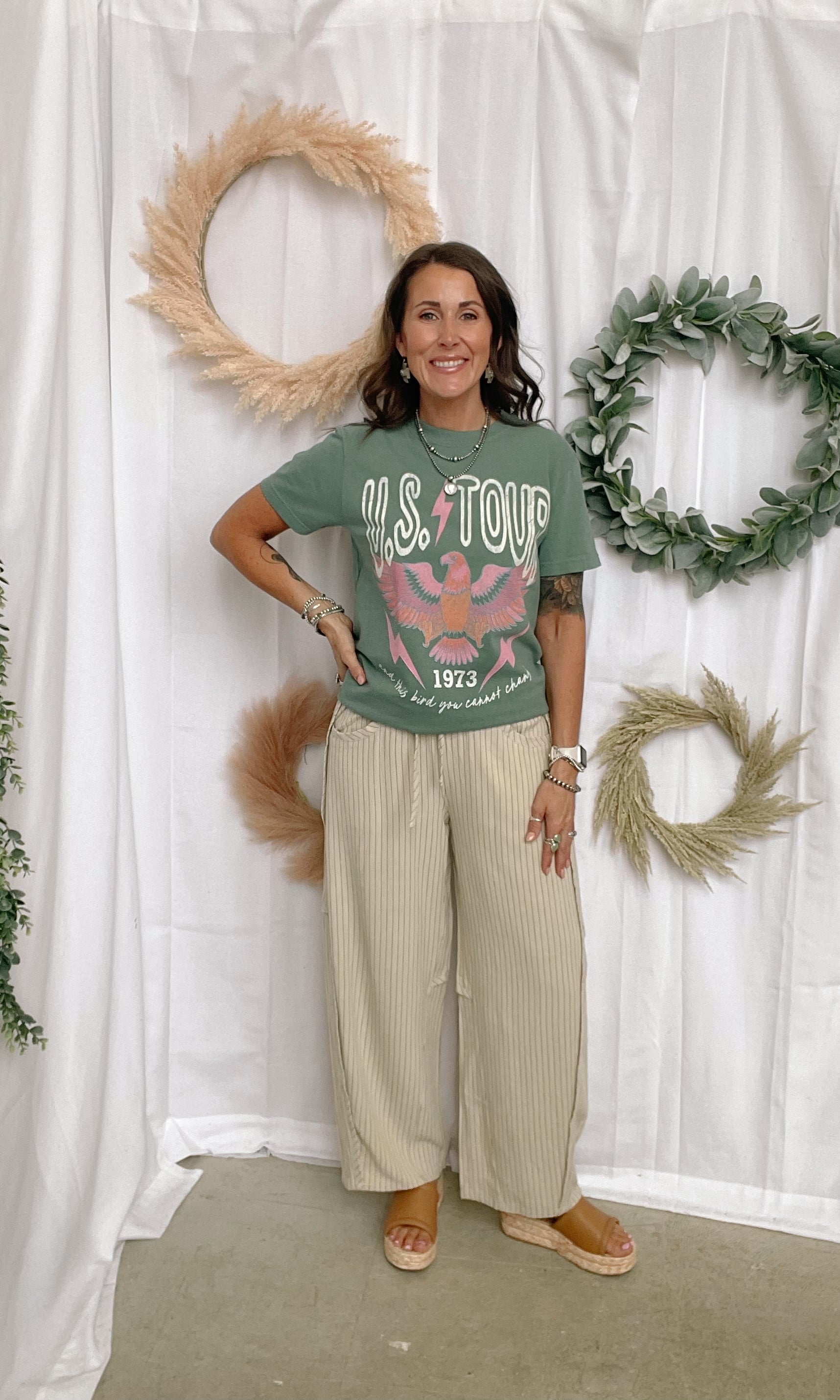 The Lovey Striped Pants-Oatmeal-Pants-oddi-The Silo Boutique, Women's Fashion Boutique Located in Warren and Grand Forks North Dakota