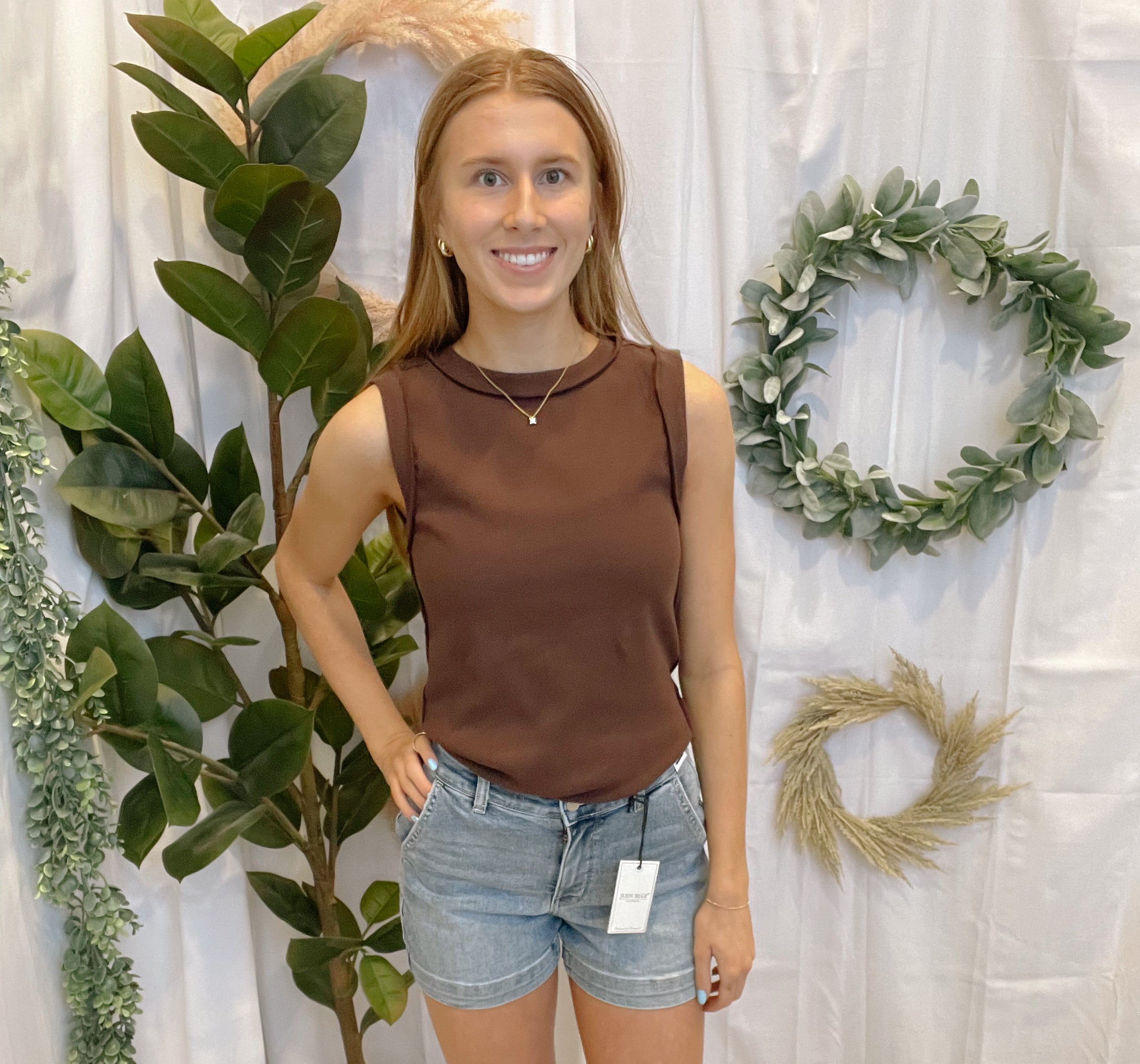 Hy Solid Ribbed Tank Top-Brown-Tank Tops-hyfve-The Silo Boutique, Women's Fashion Boutique Located in Warren and Grand Forks North Dakota
