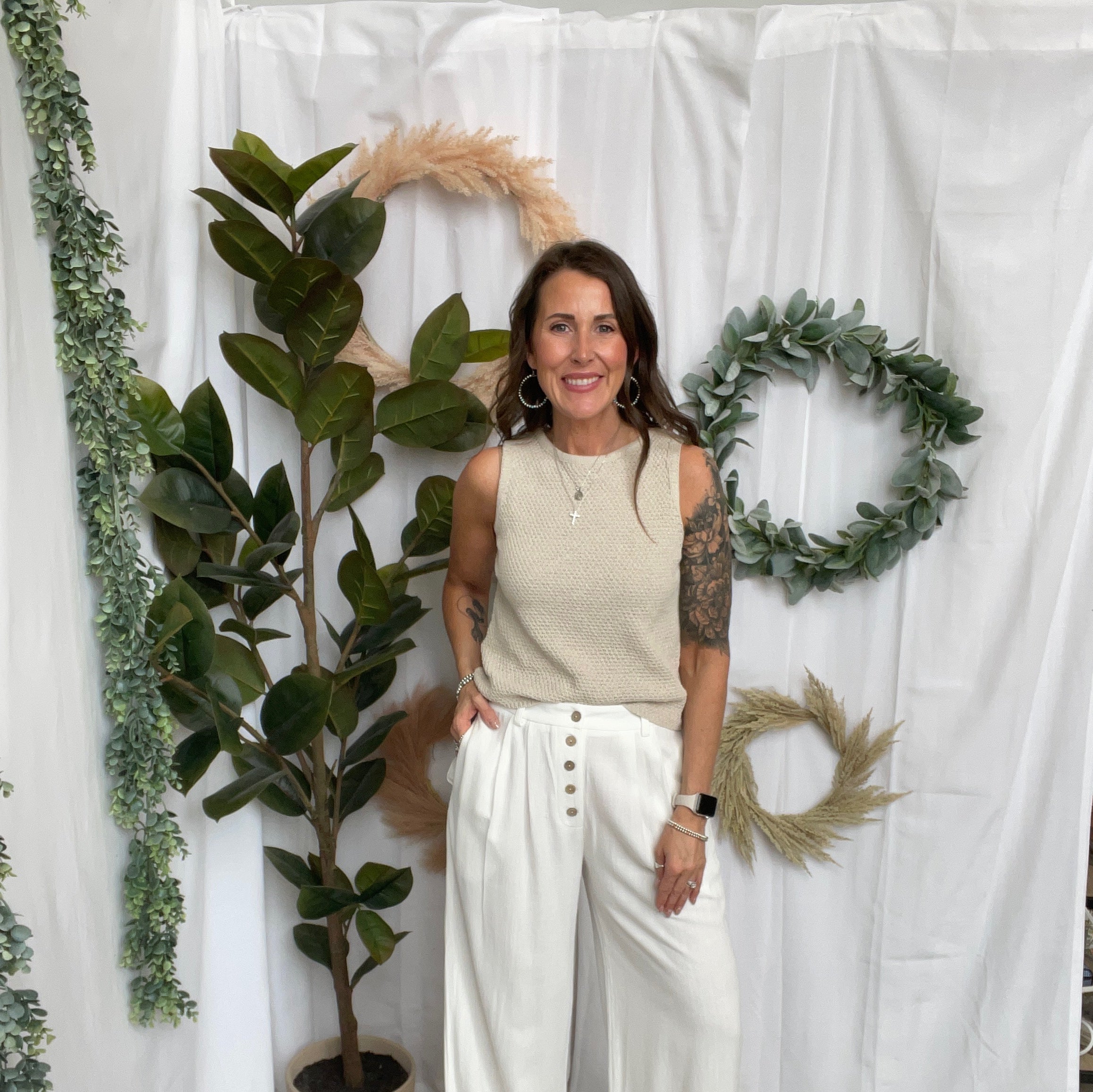 Allie Natural Crochet Tank Top-Tank Tops-allie Rose-The Silo Boutique, Women's Fashion Boutique Located in Warren and Grand Forks North Dakota