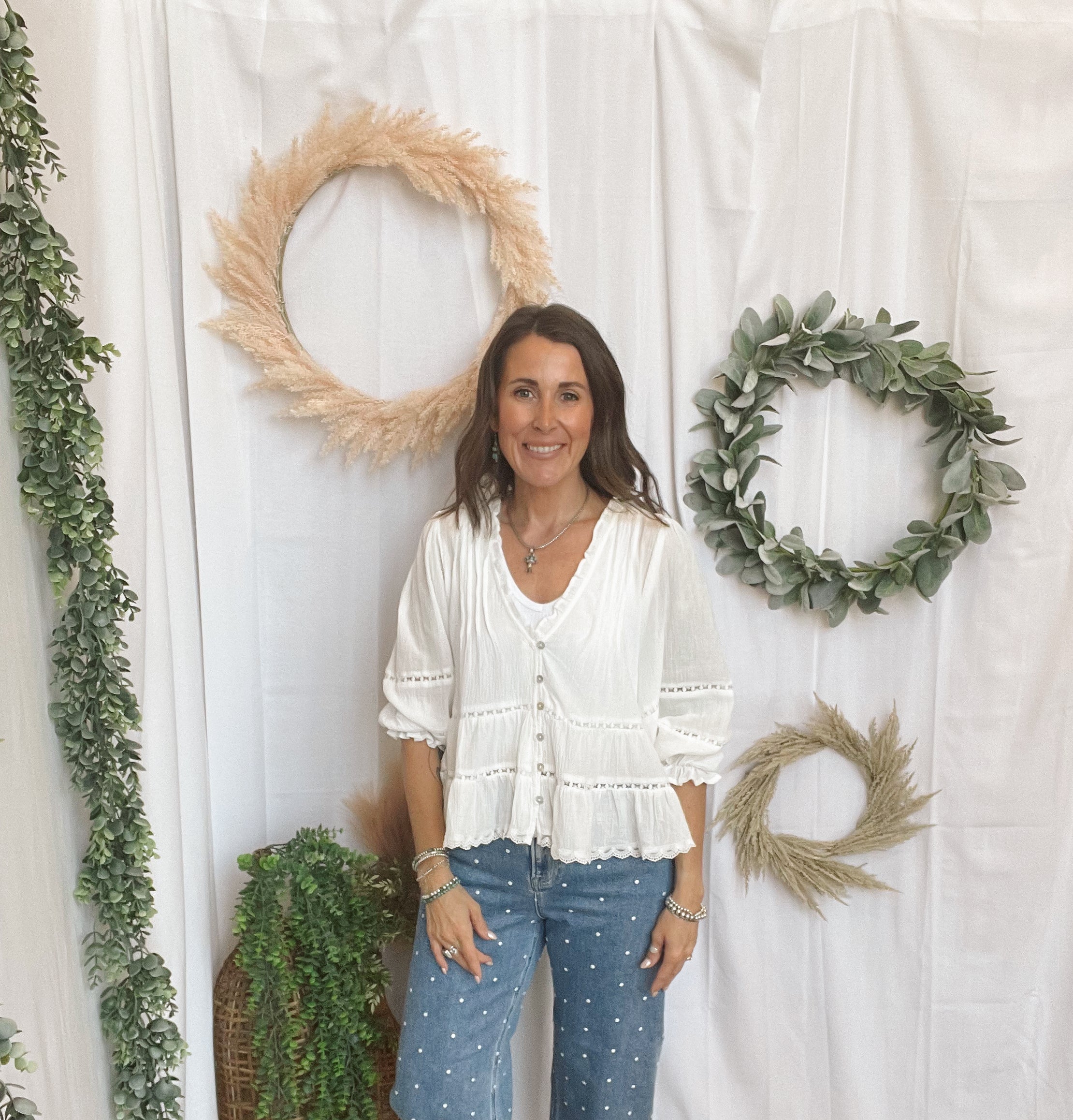Risen Polka Dot Barrel Jeans-Jeans-risen-The Silo Boutique, Women's Fashion Boutique Located in Warren and Grand Forks North Dakota
