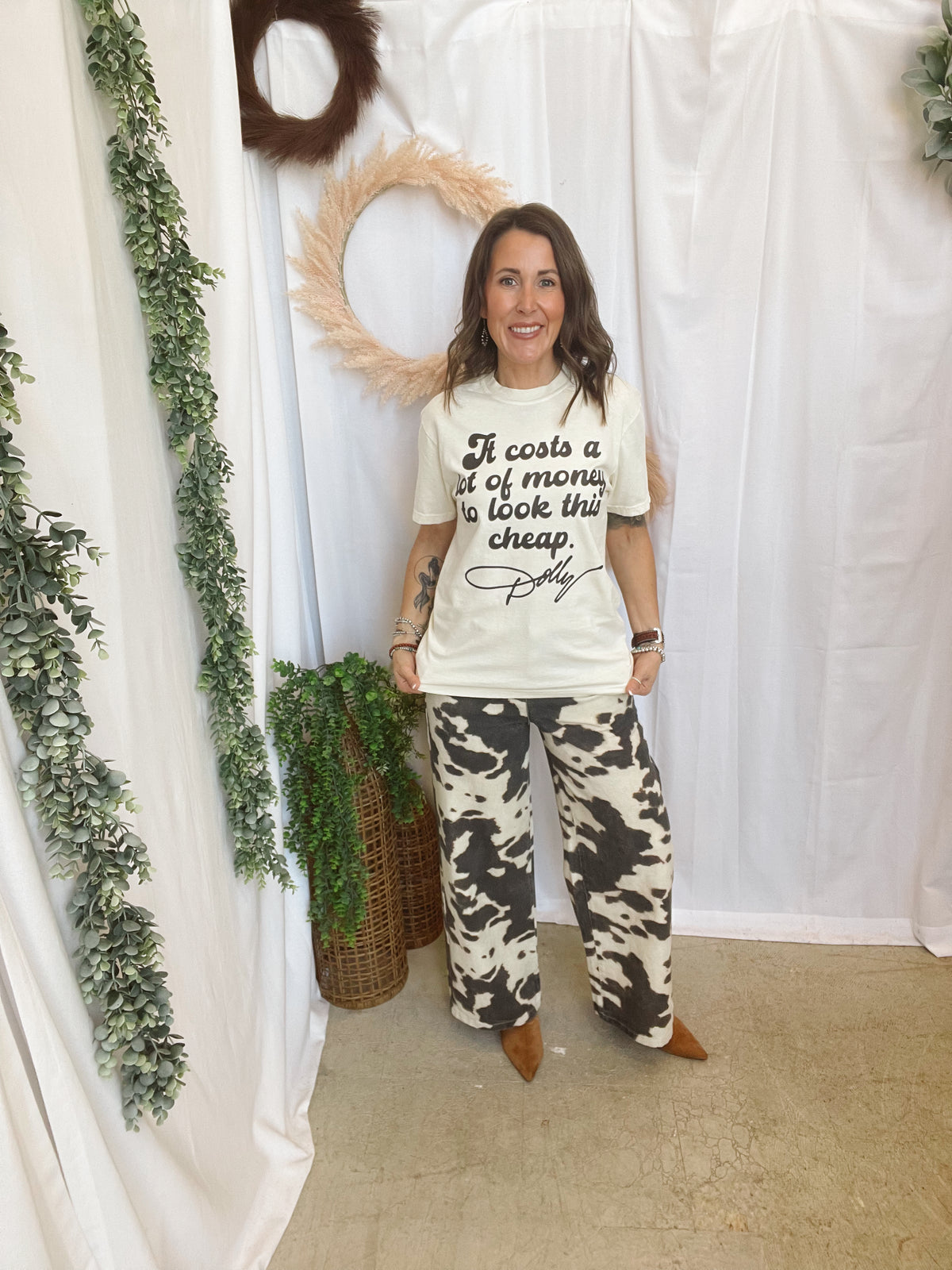 Cost a Lot Graphic Tee-Ivory-Graphic Tees-birdies-The Silo Boutique, Women's Fashion Boutique Located in Warren and Grand Forks North Dakota