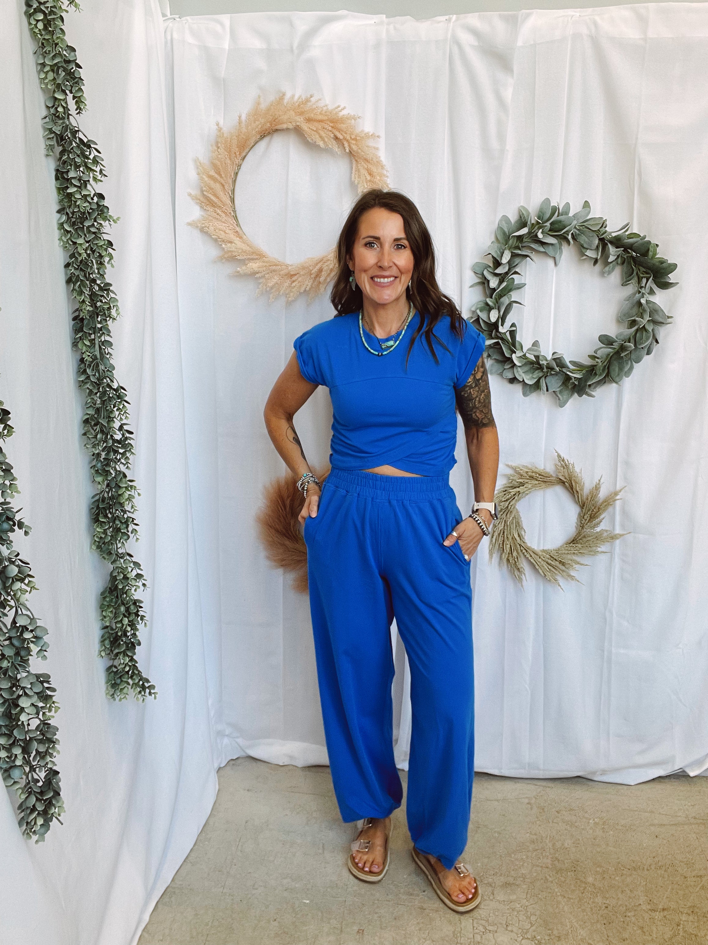 Rae Crossover Set-Blue-Outfit Sets-rae mode-The Silo Boutique, Women's Fashion Boutique Located in Warren and Grand Forks North Dakota