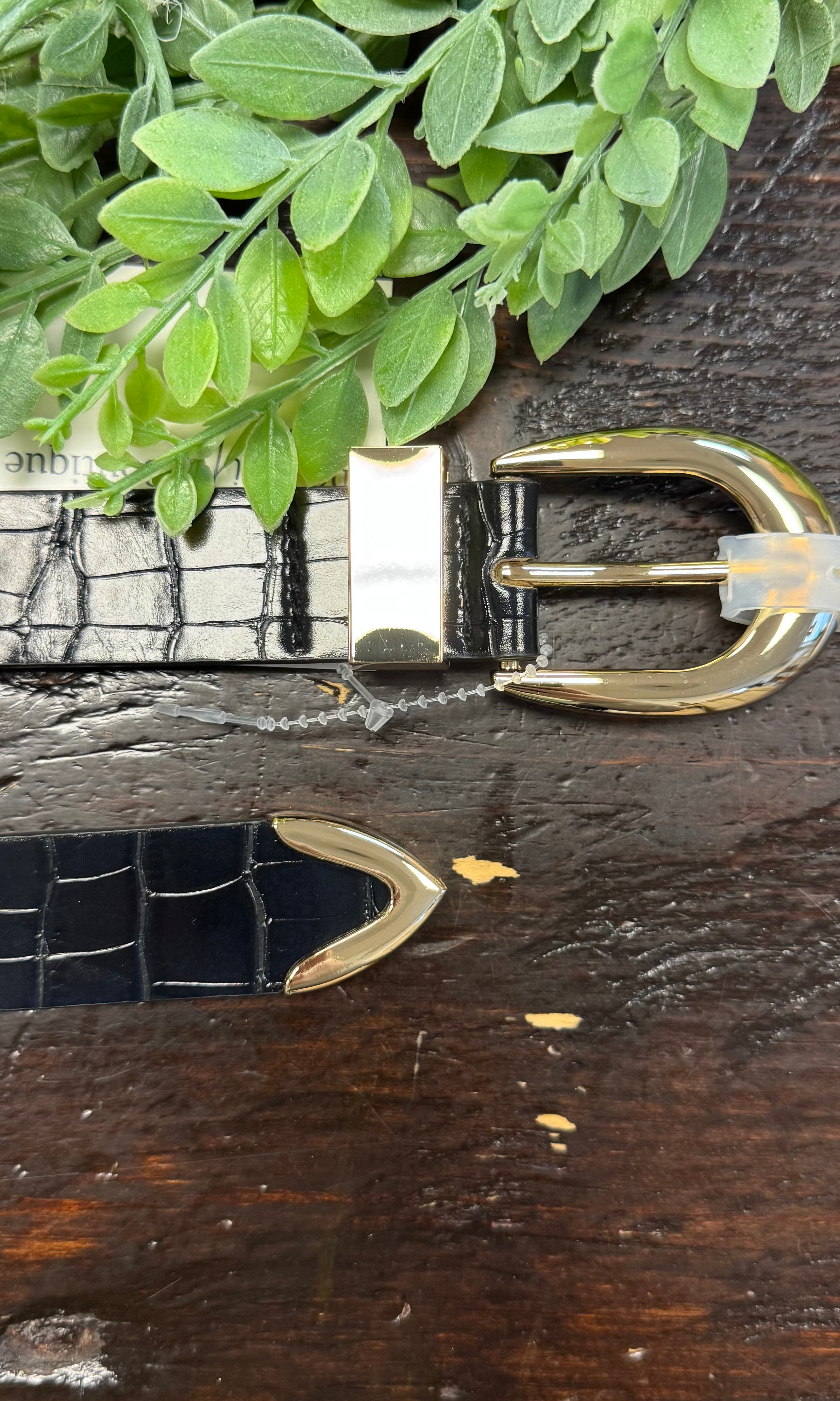 Faux Alligator Belt-Black-Belts-Fame-The Silo Boutique, Women's Fashion Boutique Located in Warren and Grand Forks North Dakota