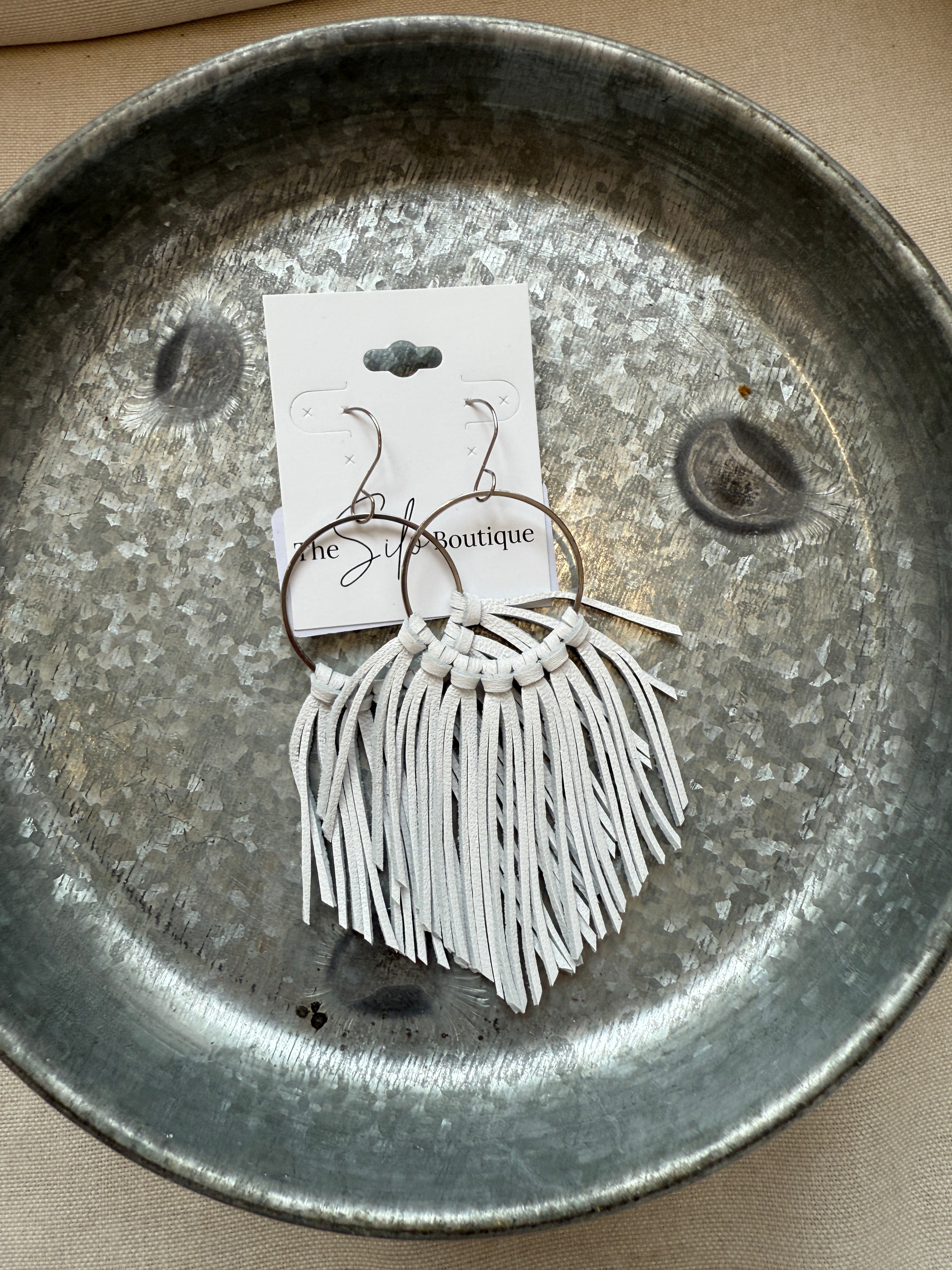 Cascade Fringe Hoops Earrings-White-Earrings-fringe with faith-The Silo Boutique, Women's Fashion Boutique Located in Warren and Grand Forks North Dakota