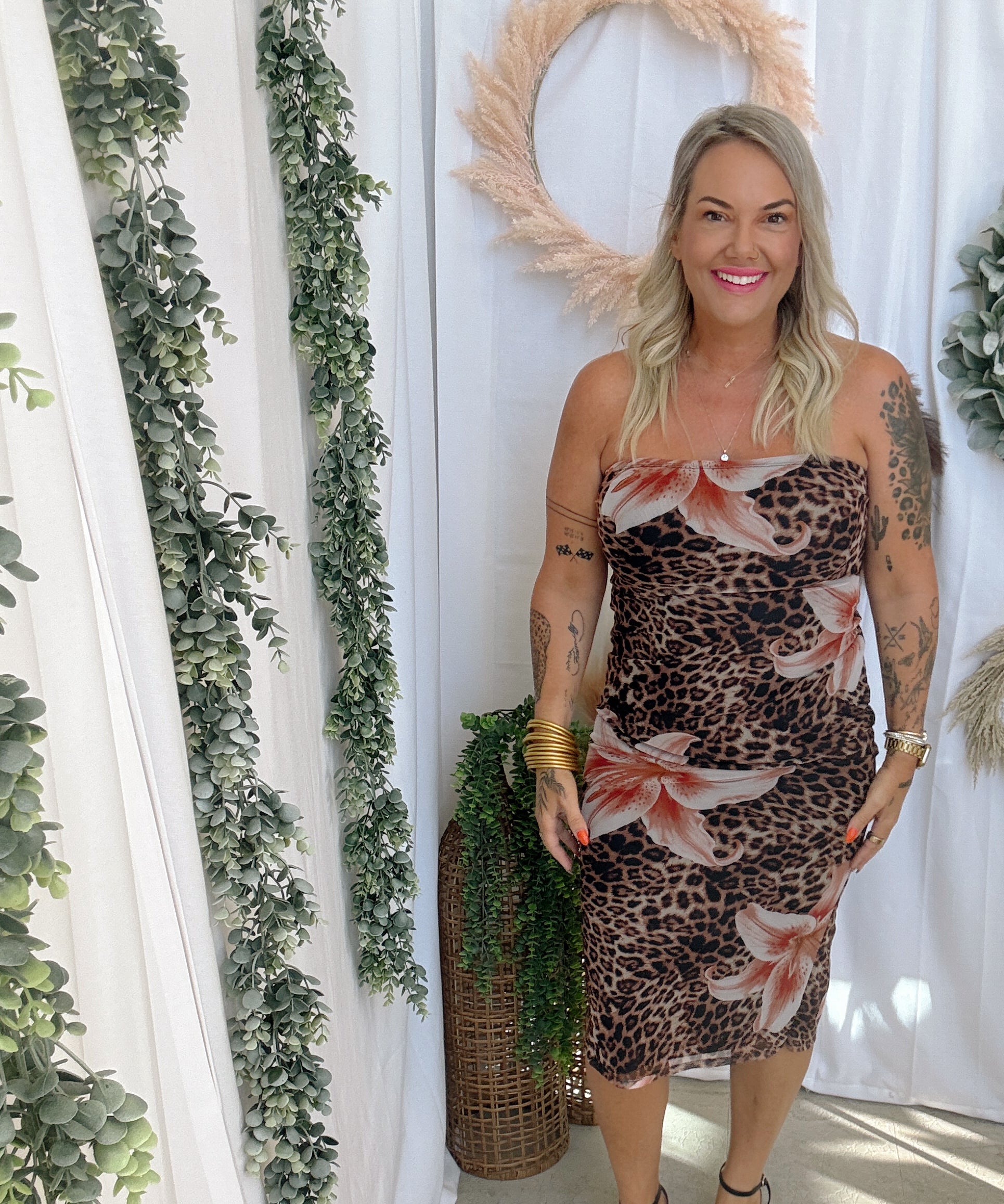 Leopard Lily Dress-Dresses-hearts and hips-The Silo Boutique, Women's Fashion Boutique Located in Warren and Grand Forks North Dakota