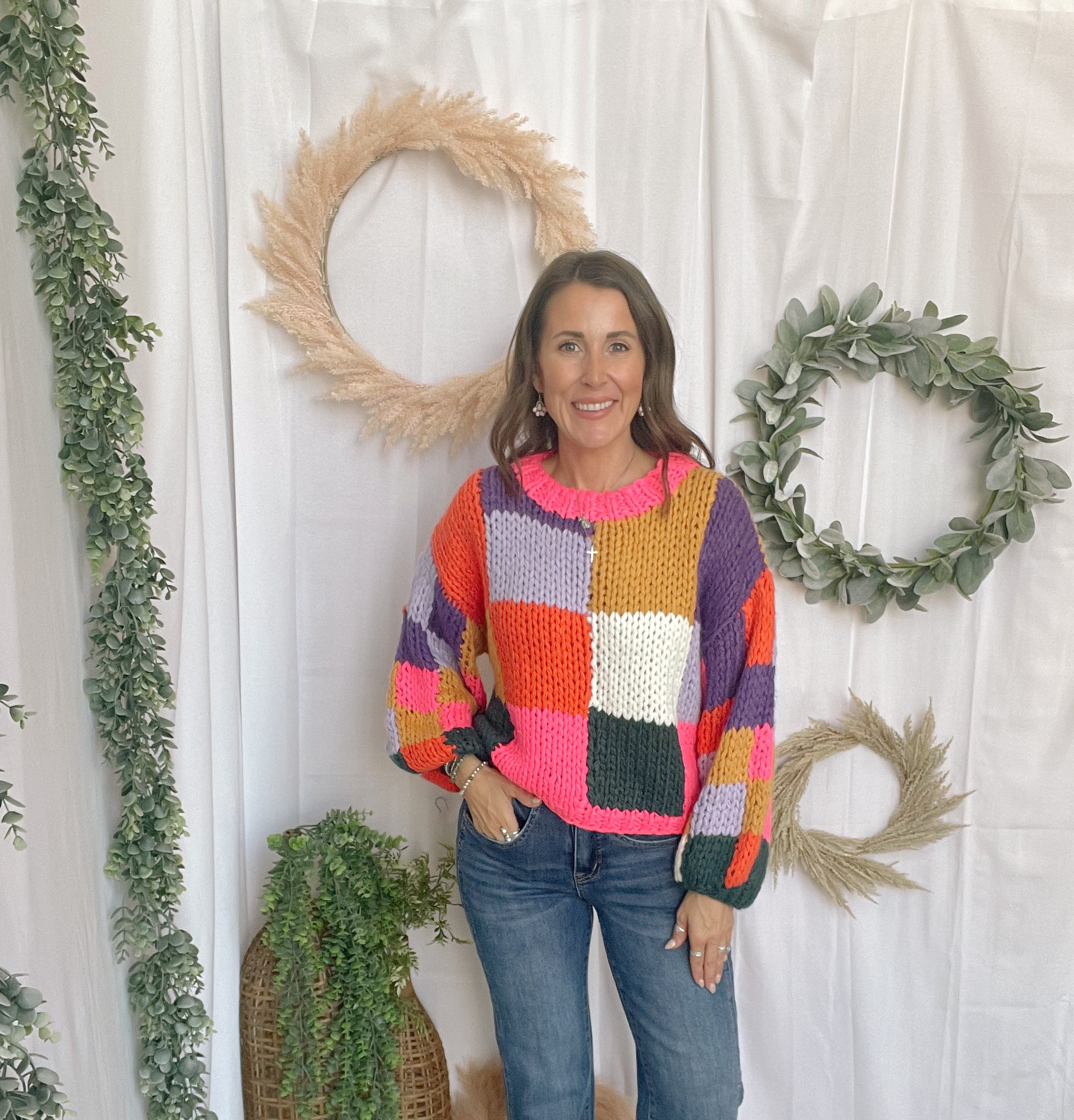 Kristine Fun Color Block Sweater-Sweaters-Dallas Market-The Silo Boutique, Women's Fashion Boutique Located in Warren and Grand Forks North Dakota
