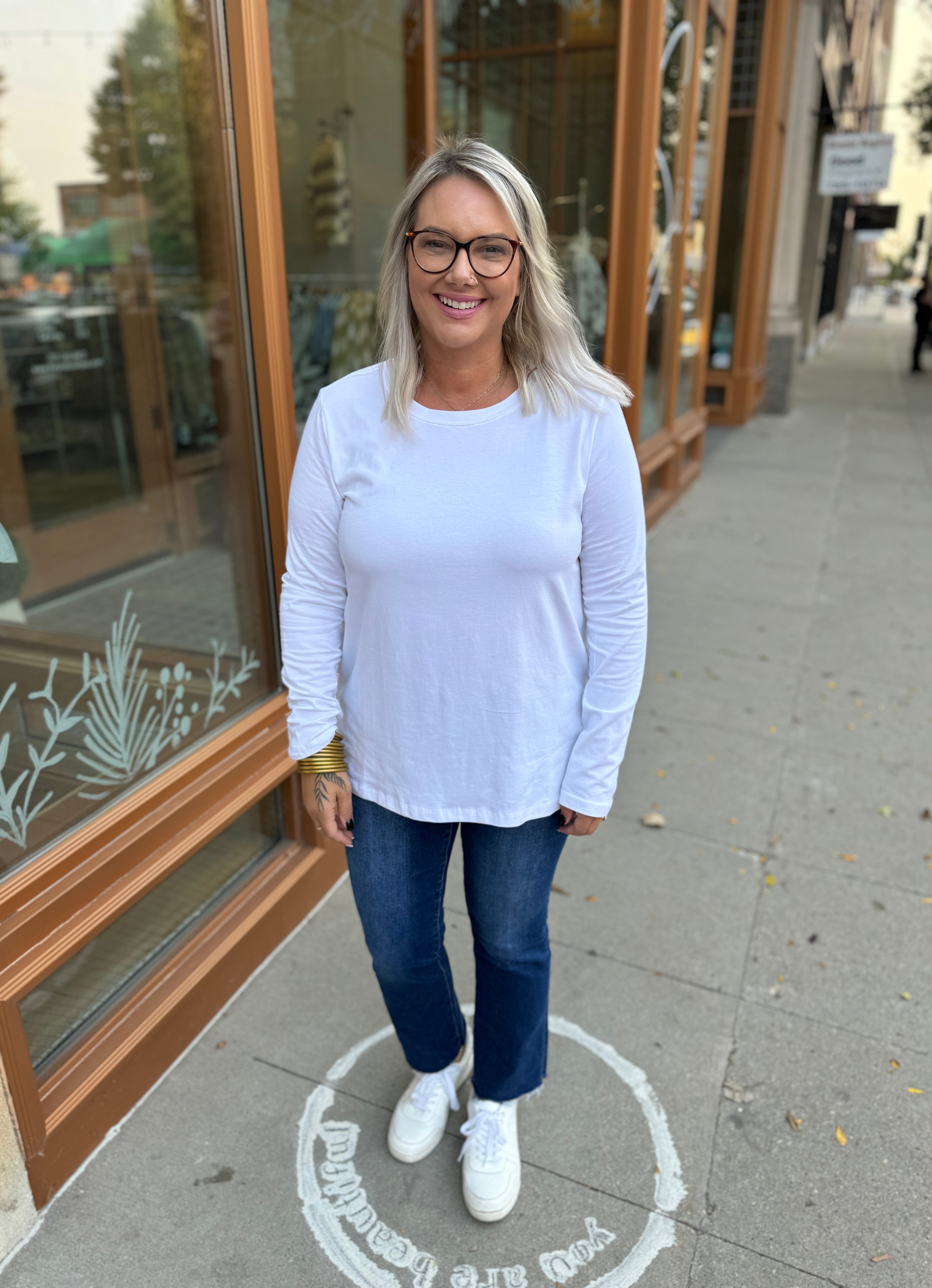 Connie Crew Neck Long Sleeve Top-White-Long Sleeve Tops-Zenana-The Silo Boutique, Women's Fashion Boutique Located in Warren and Grand Forks North Dakota