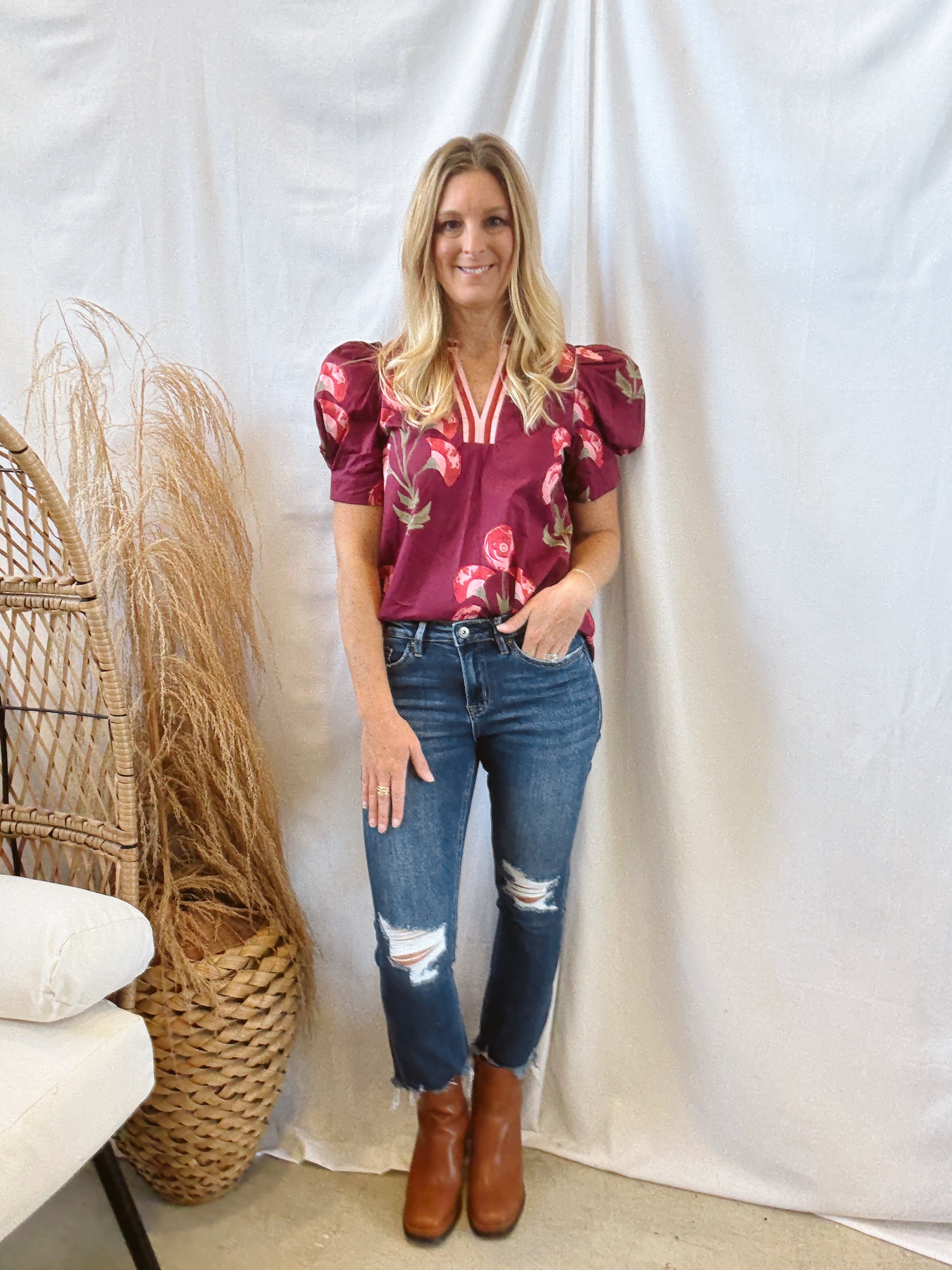 Mica Scotch Blue Bite Hem Jeans-Jeans-mica-The Silo Boutique, Women's Fashion Boutique Located in Warren and Grand Forks North Dakota