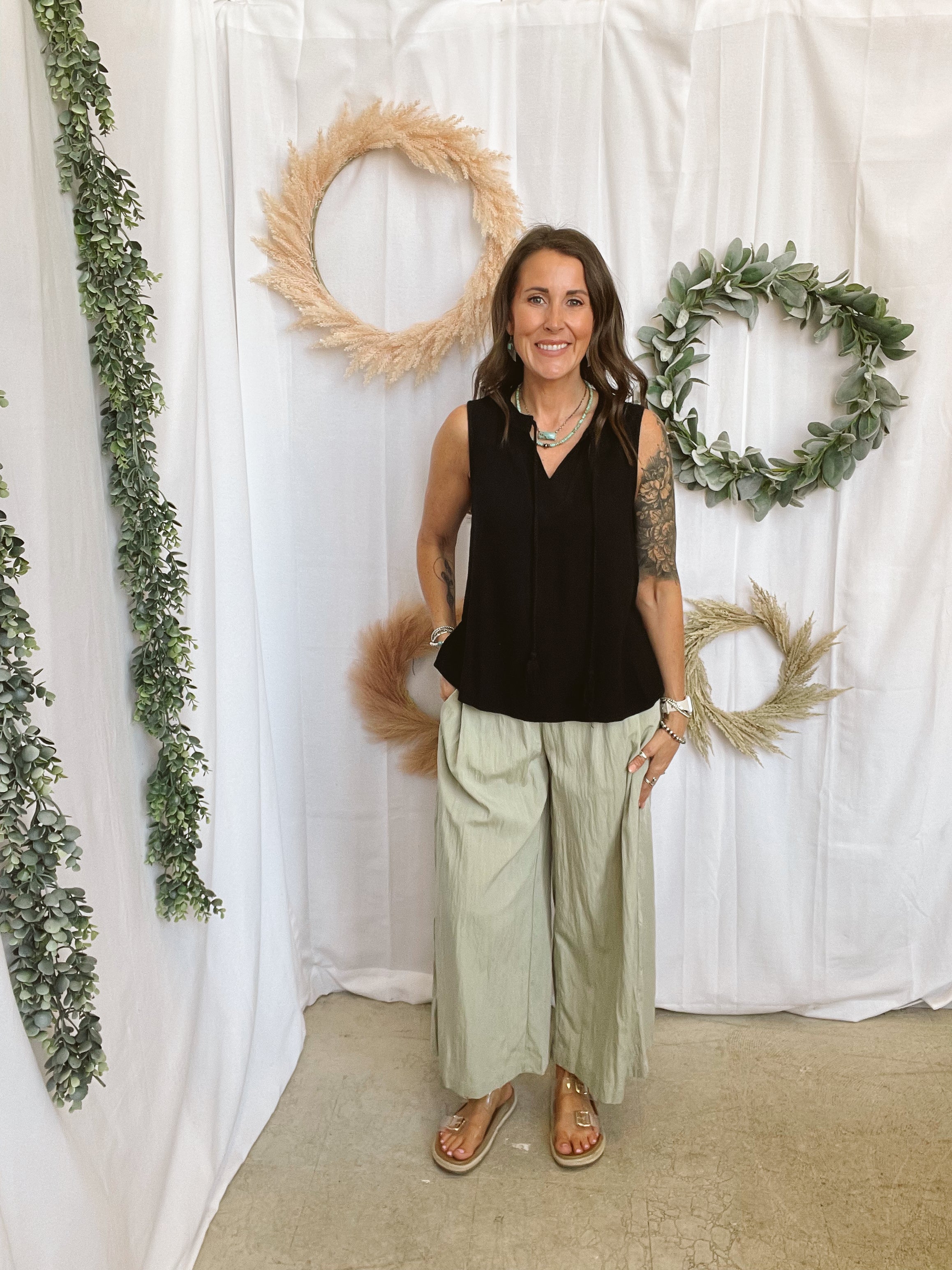 Crinkled Wide Leg Pants-Saige-Pants-be cool-The Silo Boutique, Women's Fashion Boutique Located in Warren and Grand Forks North Dakota