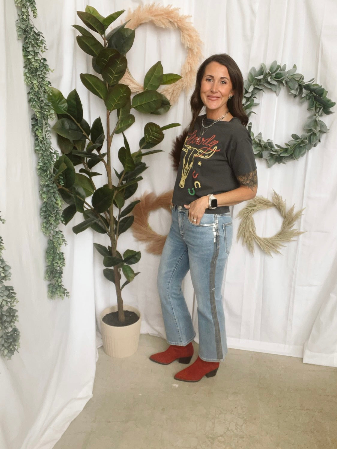 Judy Blue Mr Kick Flare Foiled Jeans-Jeans-judy blue-The Silo Boutique, Women's Fashion Boutique Located in Warren and Grand Forks North Dakota