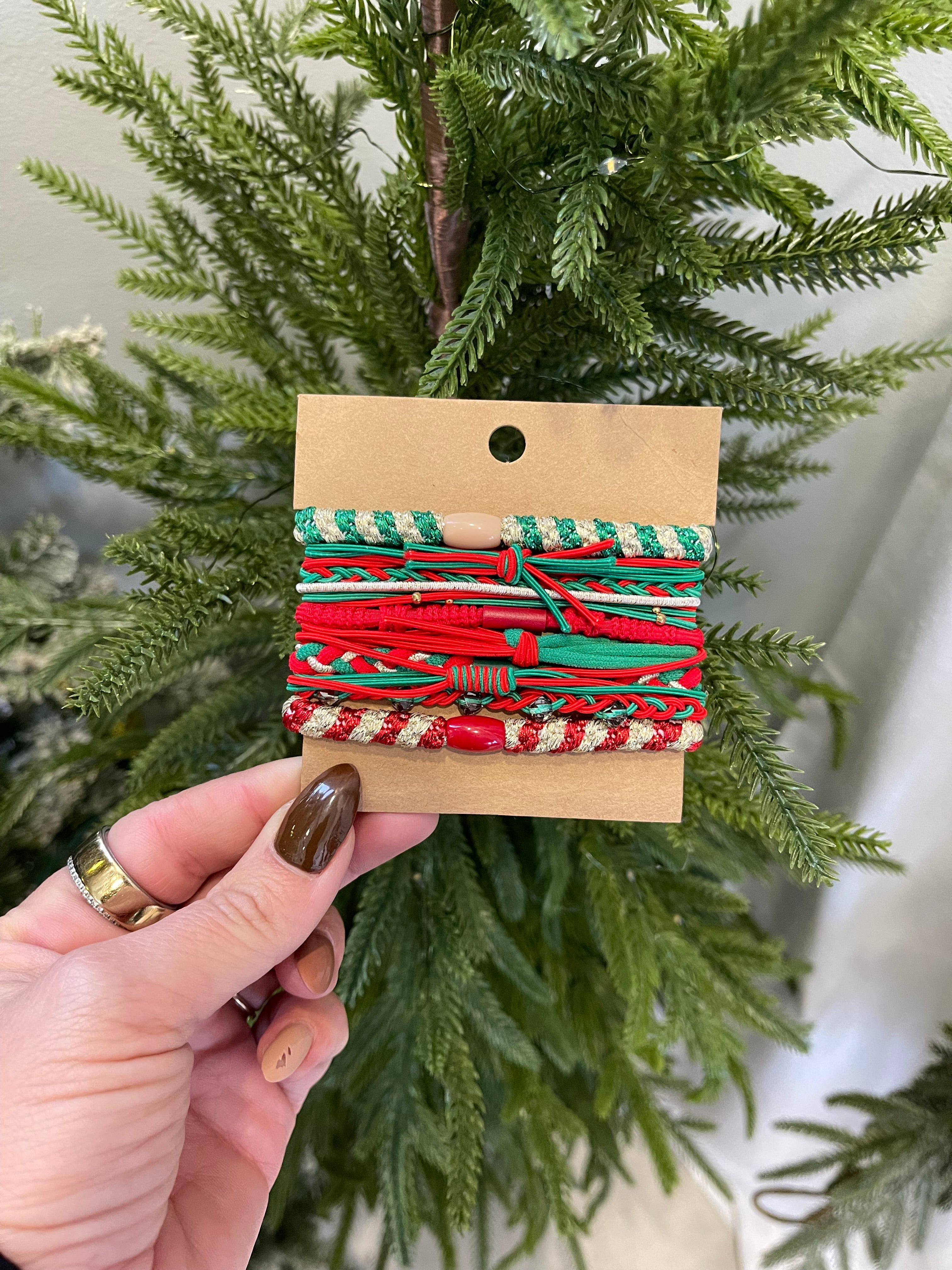 Christmas Hair Ties Bracelets-Hair Accessories-city-The Silo Boutique, Women's Fashion Boutique Located in Warren and Grand Forks North Dakota