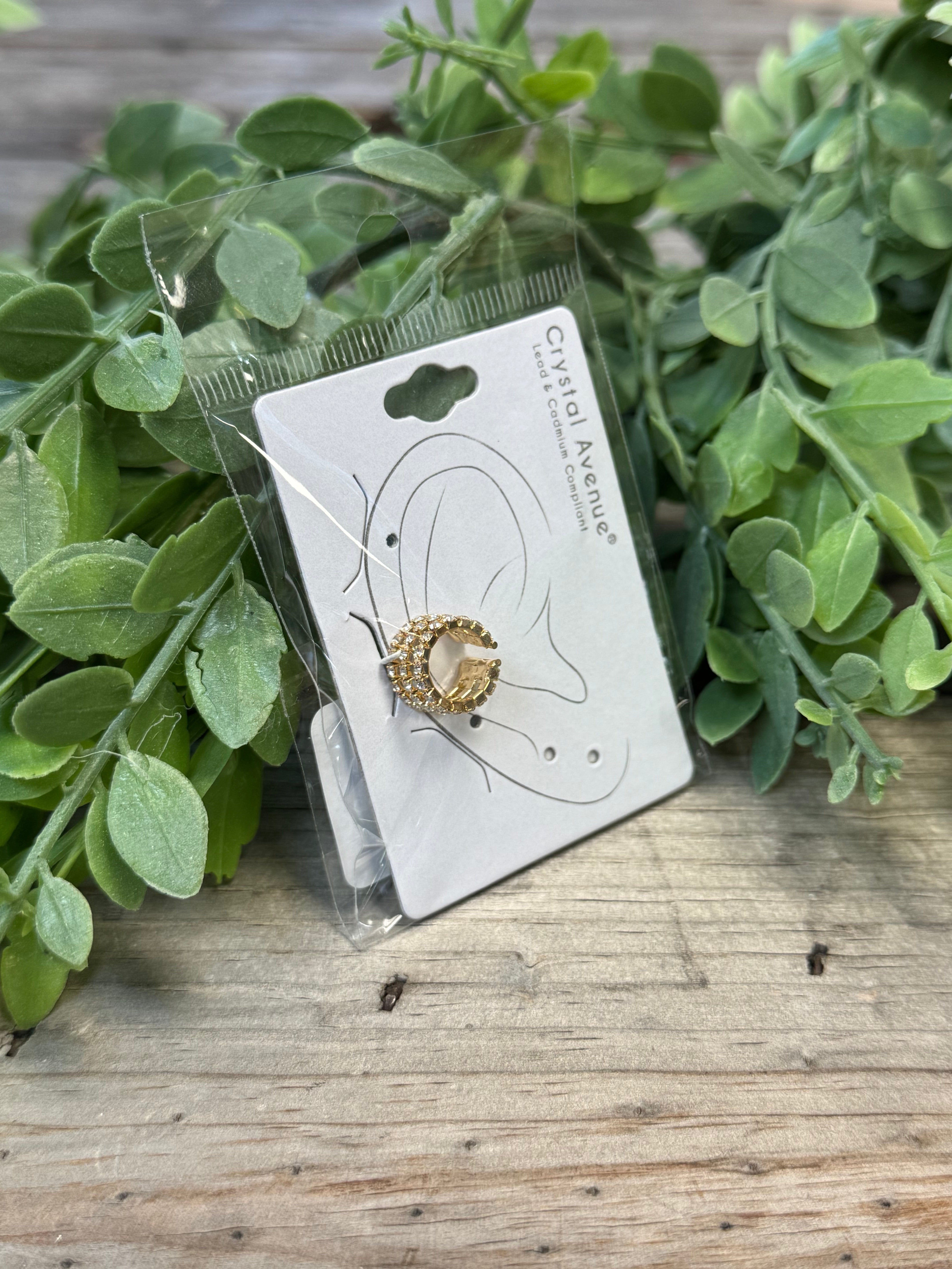 Triple Pave Ear Cuff-Earrings-Dallas Market-The Silo Boutique, Women's Fashion Boutique Located in Warren and Grand Forks North Dakota