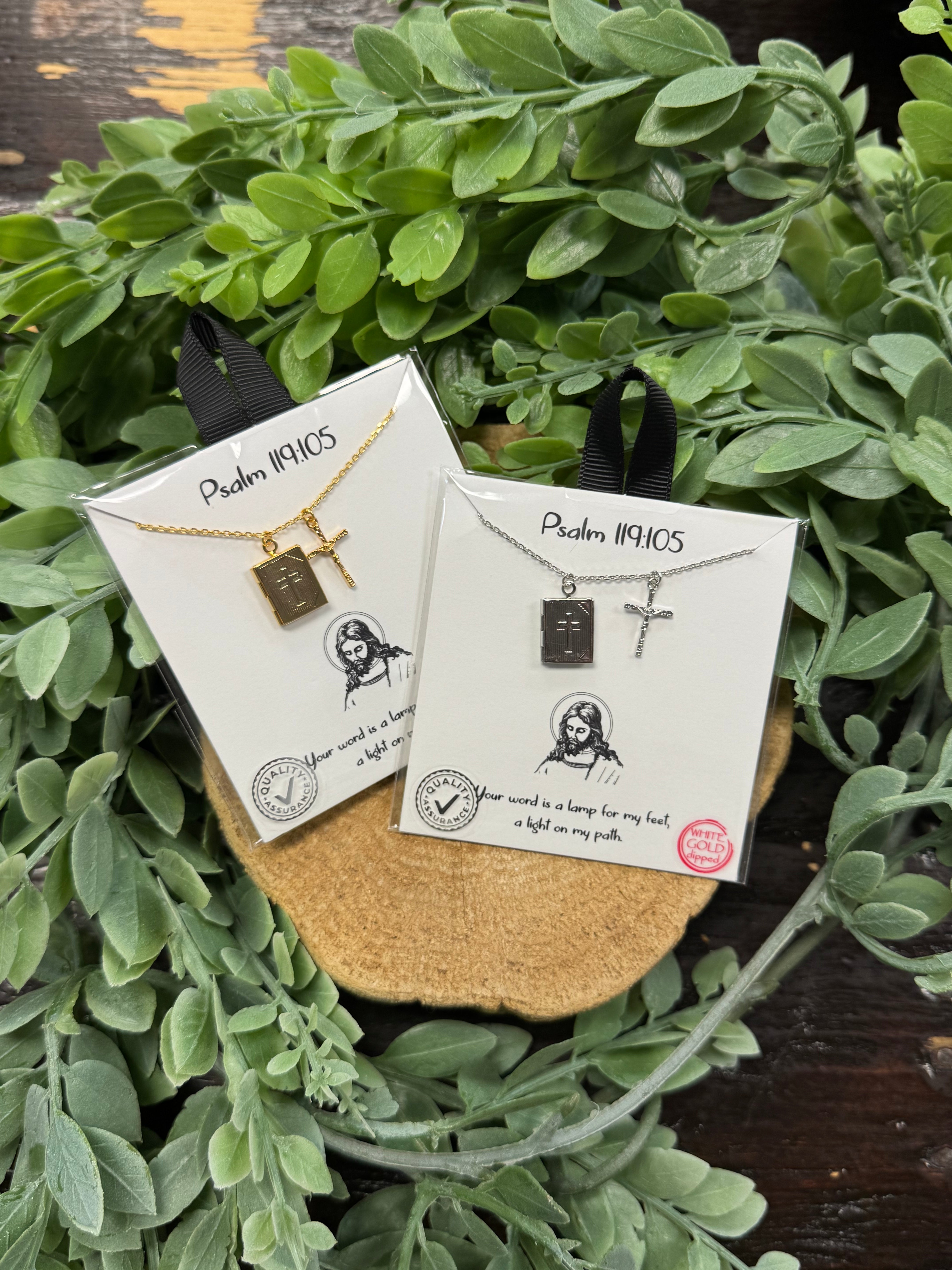 Bible Locket Necklace-Necklaces-Fame-The Silo Boutique, Women's Fashion Boutique Located in Warren and Grand Forks North Dakota