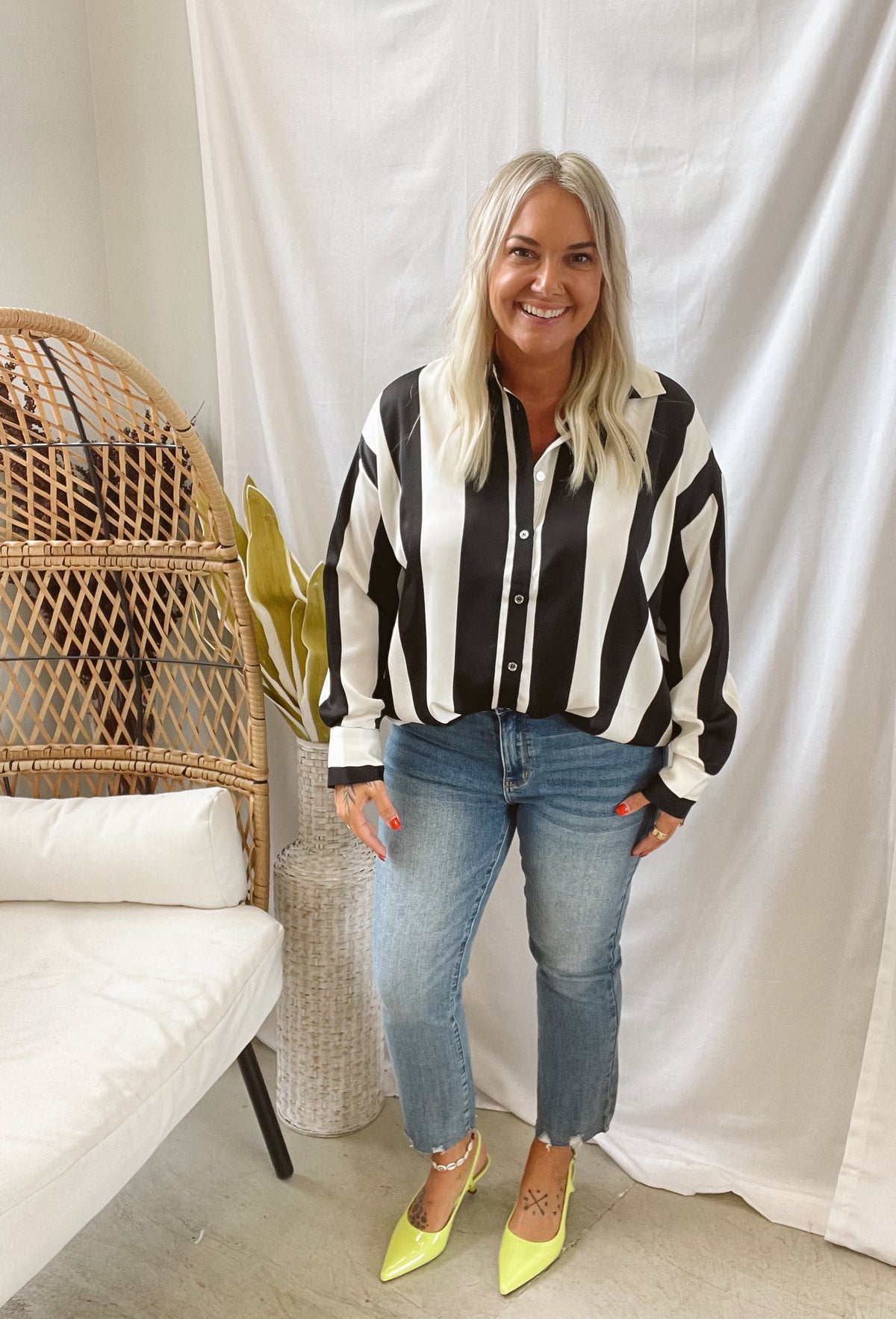 Black and Ivory Satin Top-Long Sleeve Tops-anniewear-The Silo Boutique, Women's Fashion Boutique Located in Warren and Grand Forks North Dakota