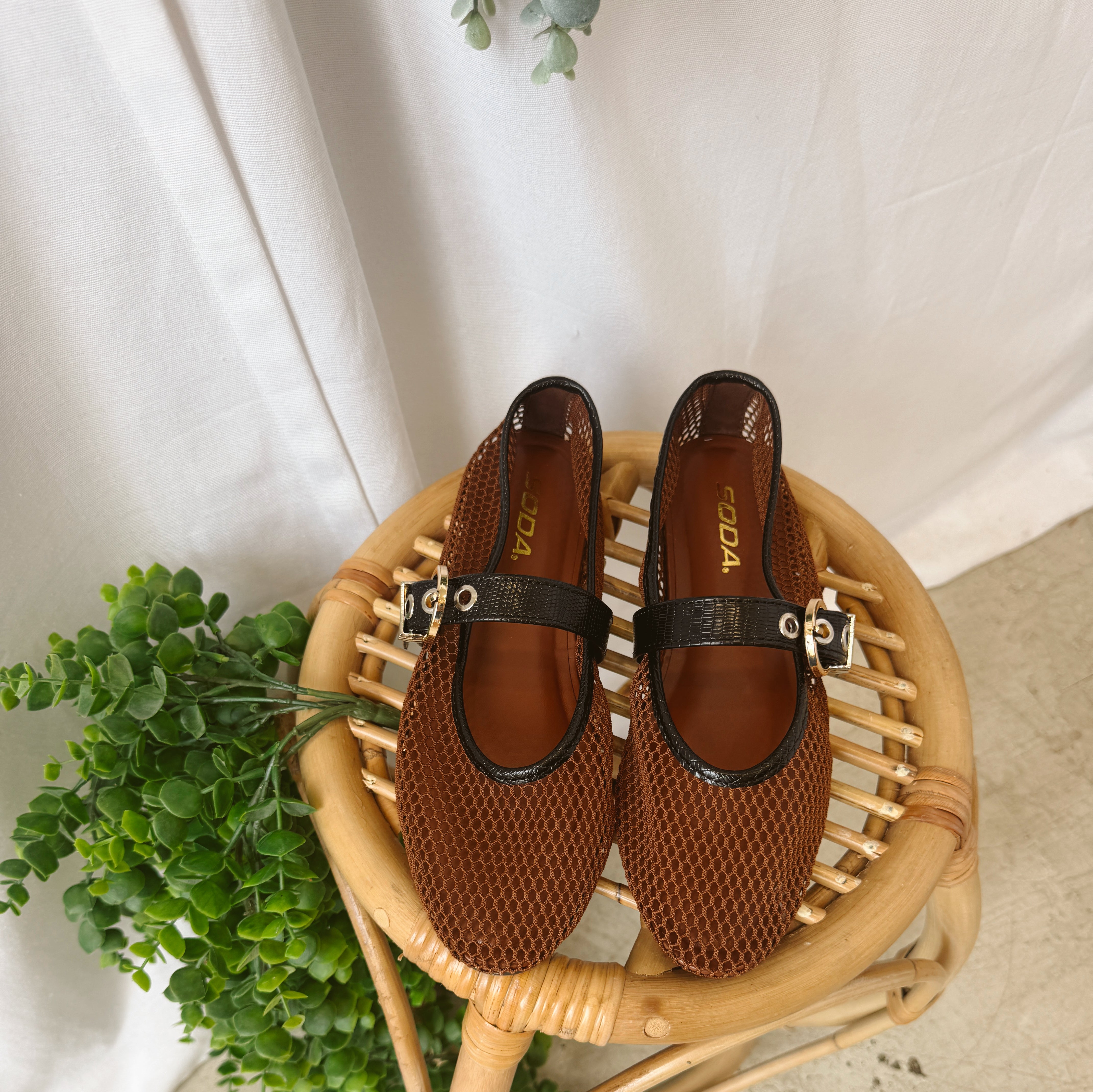 Soda Marker Mesh Shoes-Brown Black-Sandals-soda-The Silo Boutique, Women's Fashion Boutique Located in Warren and Grand Forks North Dakota