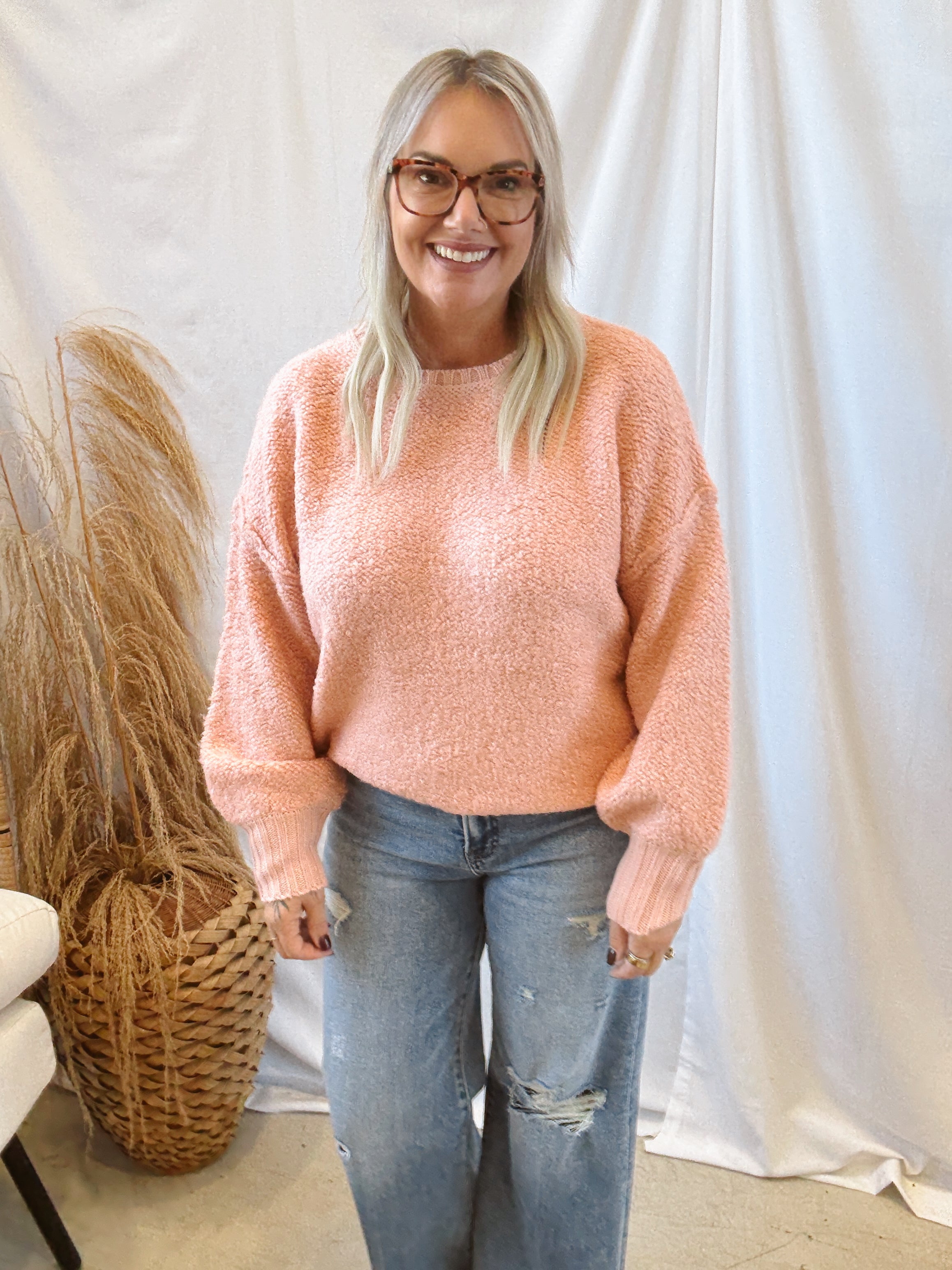 Sadie & Sage Karlie Sweater-Coral-Final Sale-Sweaters-sadie sage-The Silo Boutique, Women's Fashion Boutique Located in Warren and Grand Forks North Dakota
