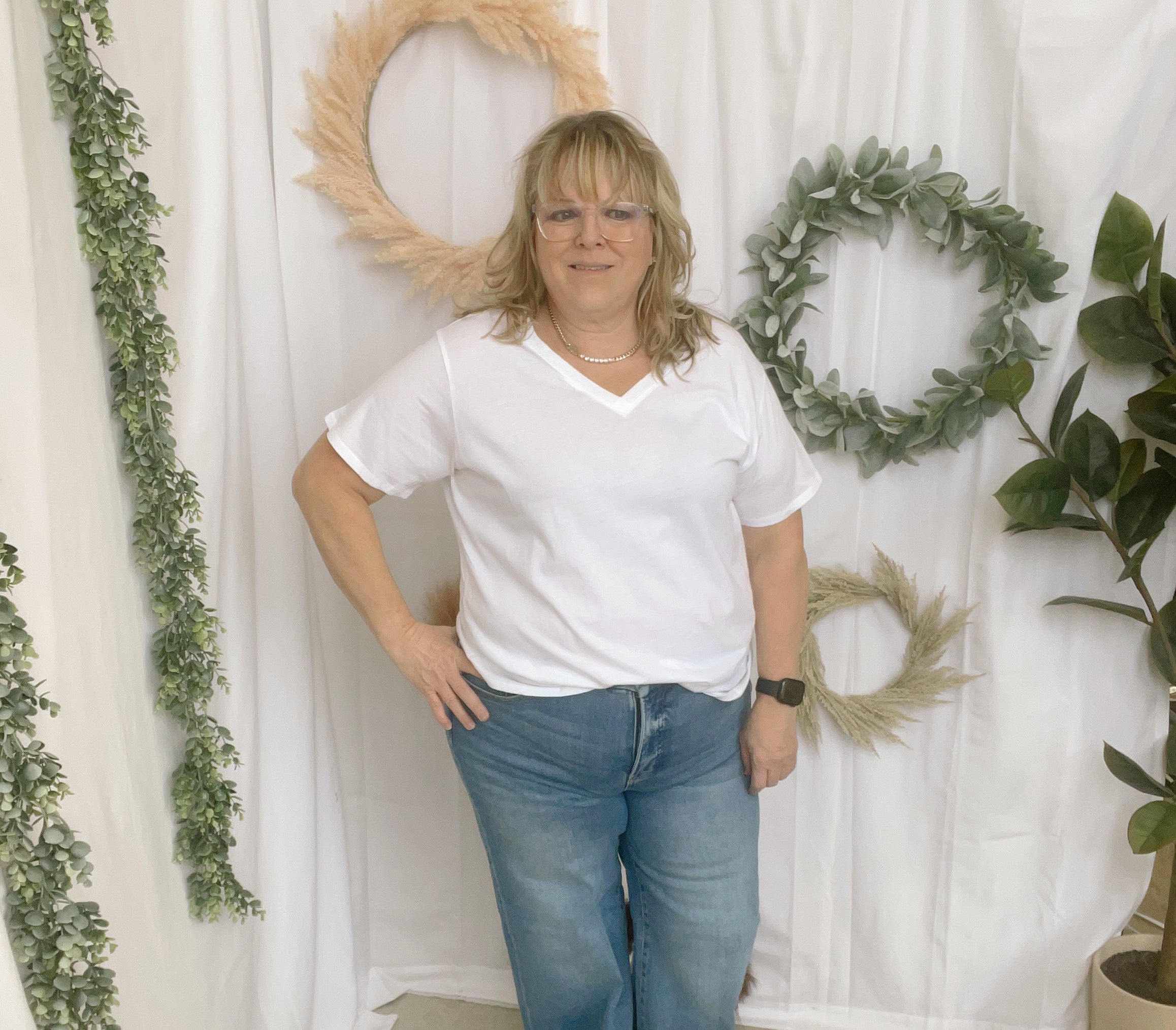 Bobbi V Neck Tee-White-Short Sleeve Tops-Zenana-The Silo Boutique, Women's Fashion Boutique Located in Warren and Grand Forks North Dakota