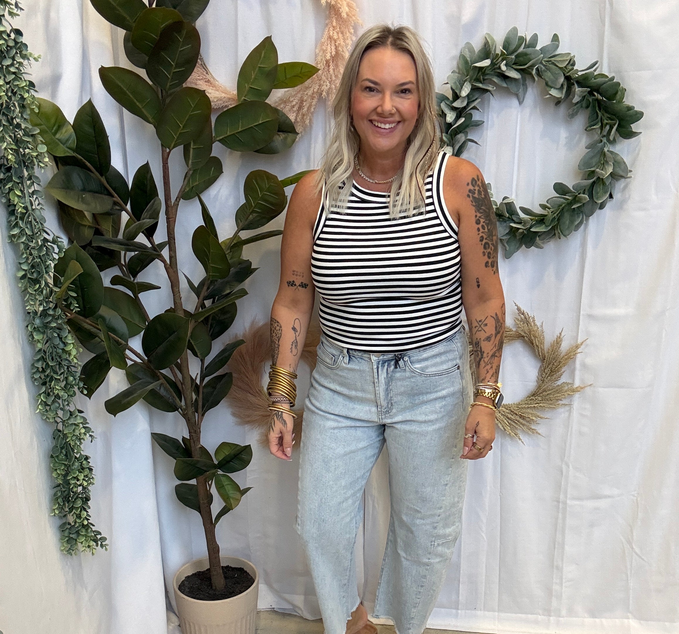 Hy Striped Tank Top-Black-Tank Tops-hyfve-The Silo Boutique, Women's Fashion Boutique Located in Warren and Grand Forks North Dakota