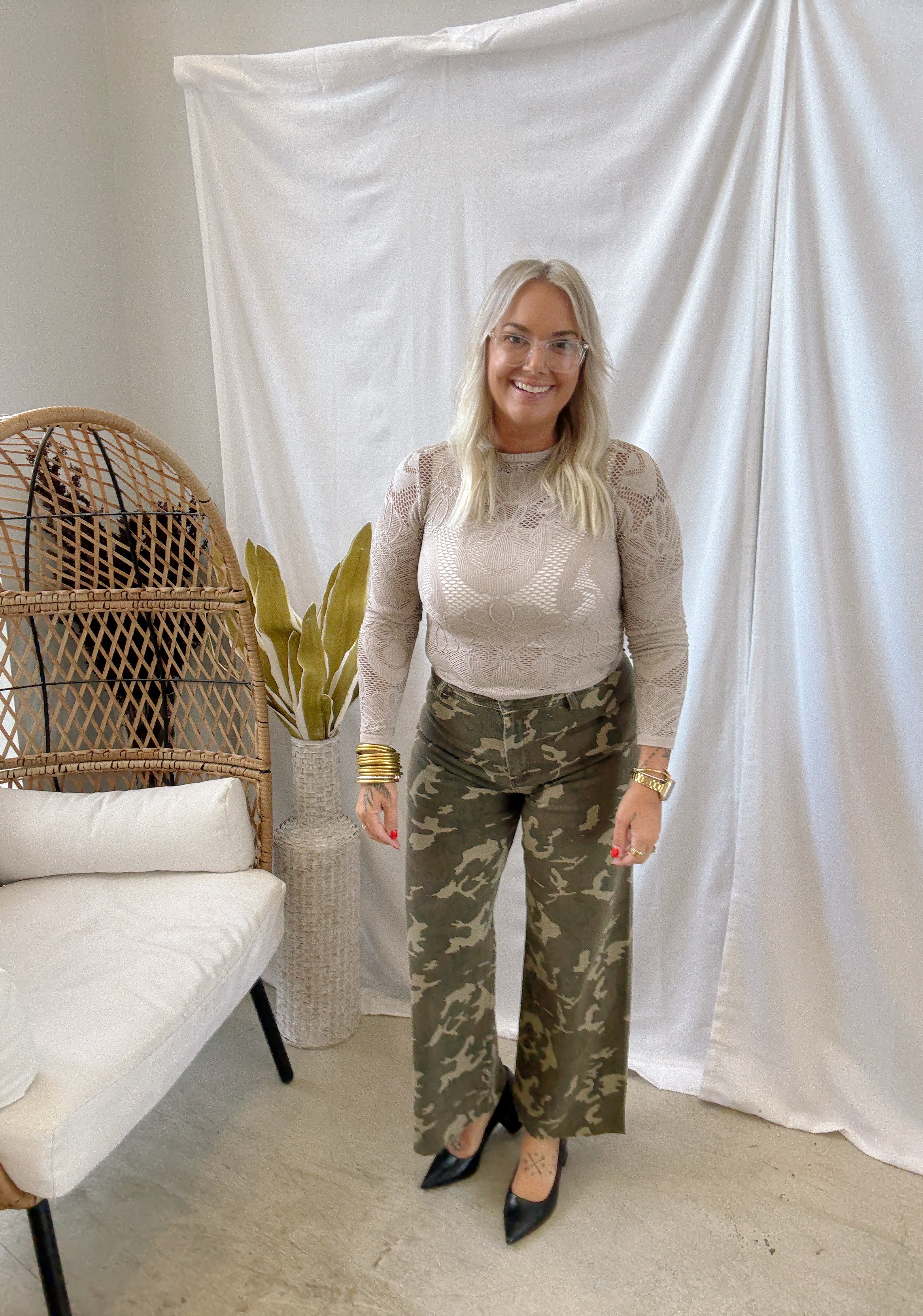 Knit Seamless Jacquard Top-Mocha-Long Sleeve Tops-by together-The Silo Boutique, Women's Fashion Boutique Located in Warren and Grand Forks North Dakota