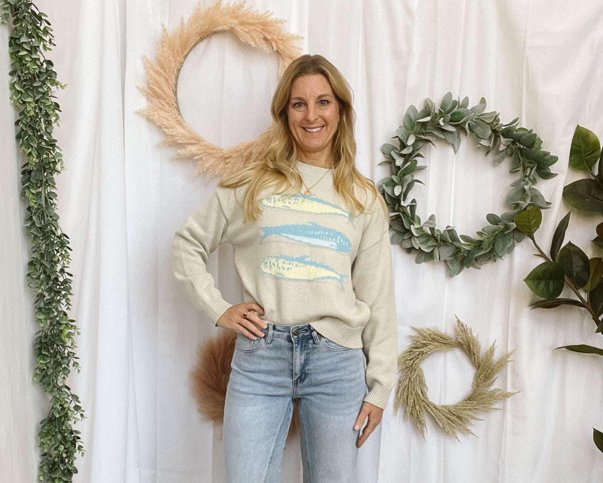 Bailey Fishy Fishy Sweater-Sweaters-bailey rose-The Silo Boutique, Women's Fashion Boutique Located in Warren and Grand Forks North Dakota