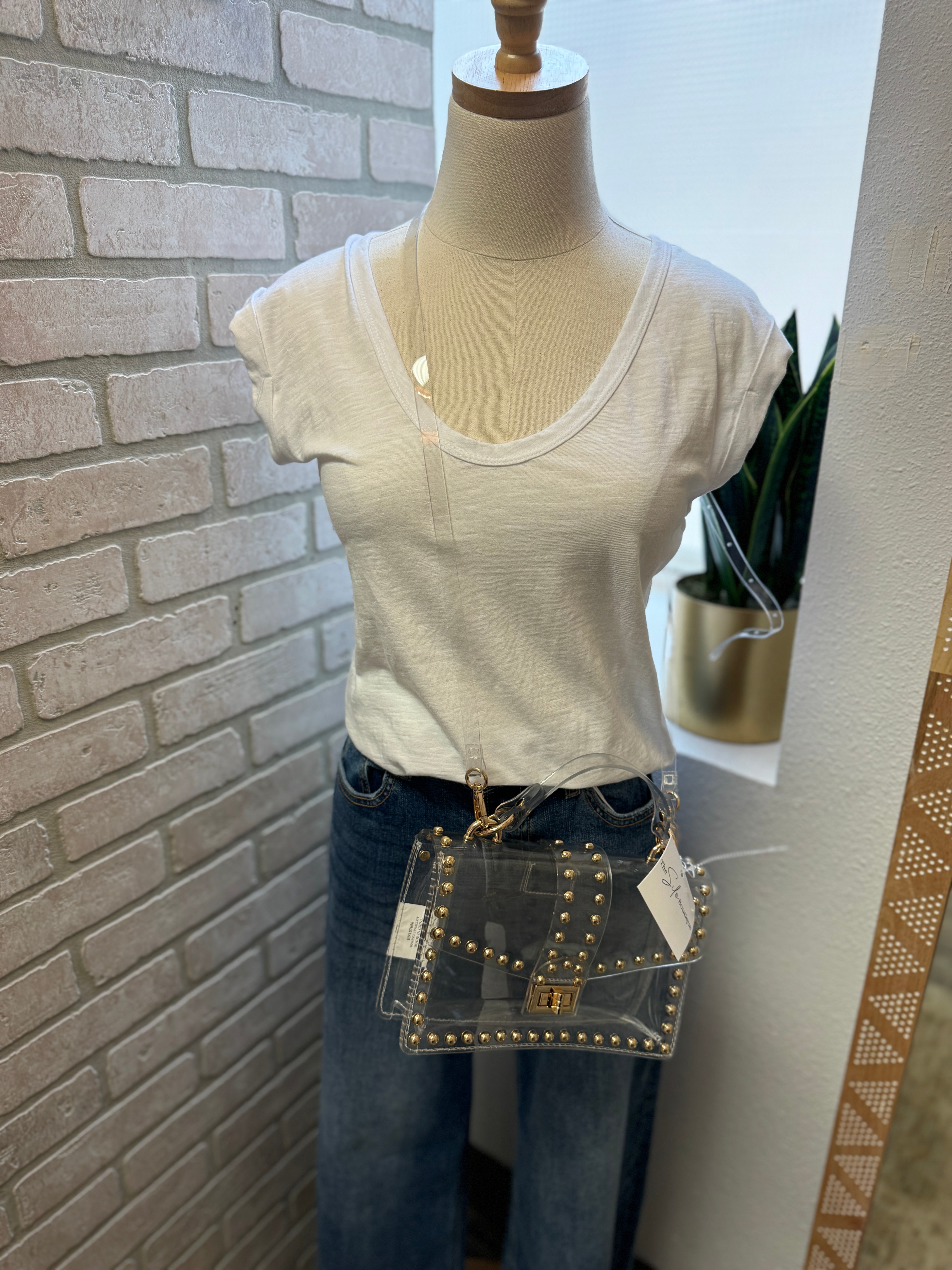 Rhinestone Studded Clear Purse-Final Sale-Purses-Fame-The Silo Boutique, Women's Fashion Boutique Located in Warren and Grand Forks North Dakota