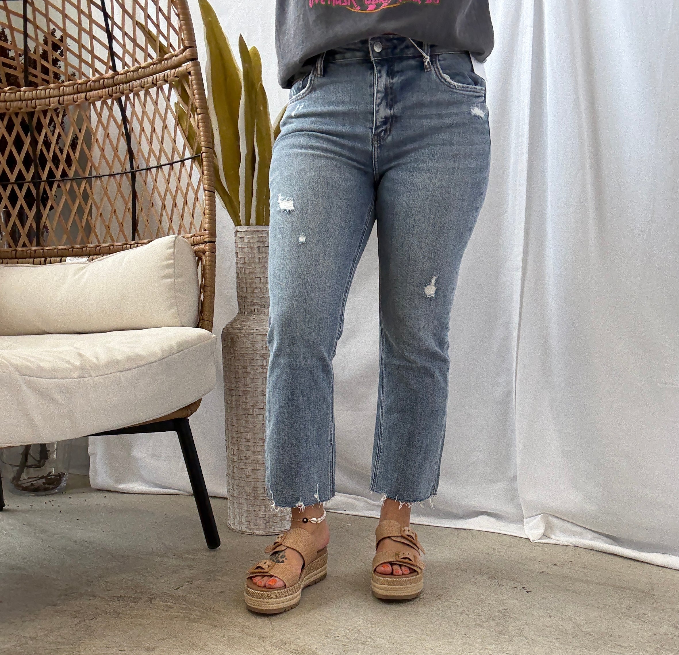 Lovervet Cali Kisses Crop Kick Flare Jeans-Jeans-lovervet-The Silo Boutique, Women's Fashion Boutique Located in Warren and Grand Forks North Dakota