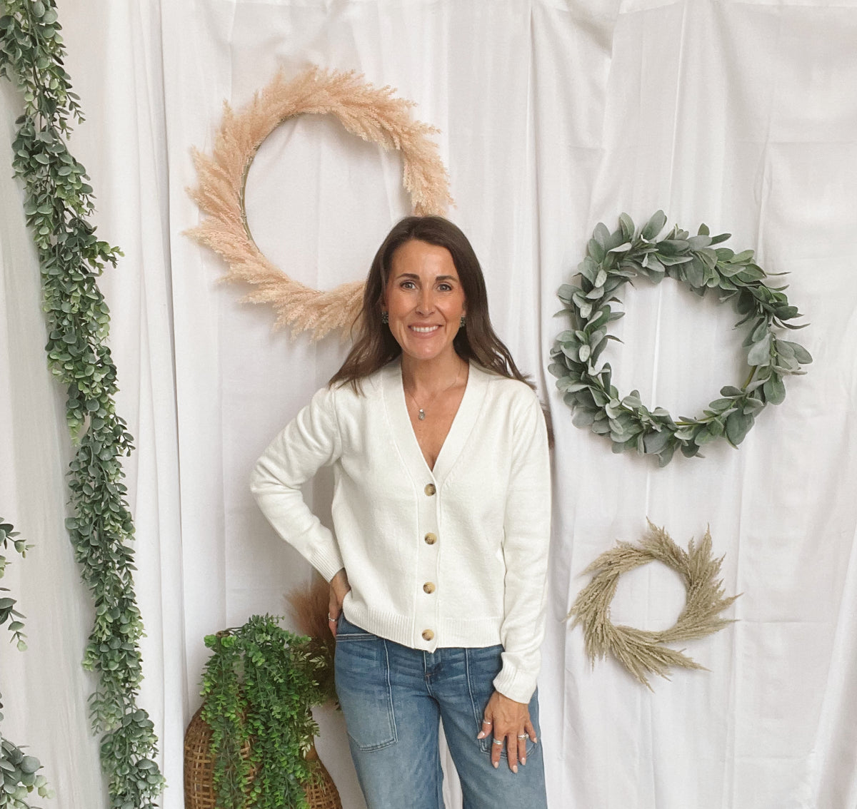 Shelly V Neck Cardigan-Ivory-Cardigans-staccato-The Silo Boutique, Women's Fashion Boutique Located in Warren and Grand Forks North Dakota