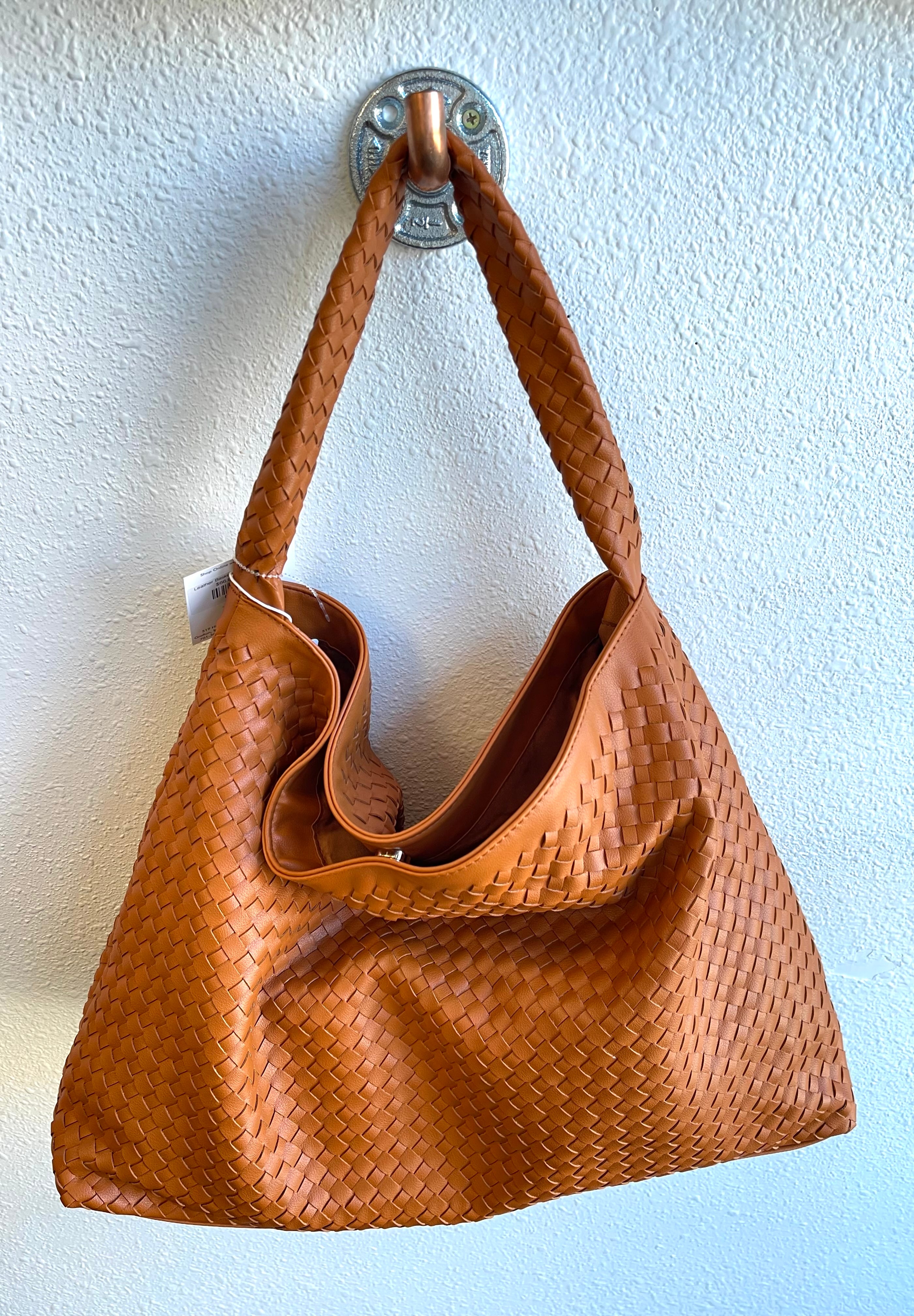 Leather Basket Weave Tote Purse-Final Sale-Purses-iccco-The Silo Boutique, Women's Fashion Boutique Located in Warren and Grand Forks North Dakota