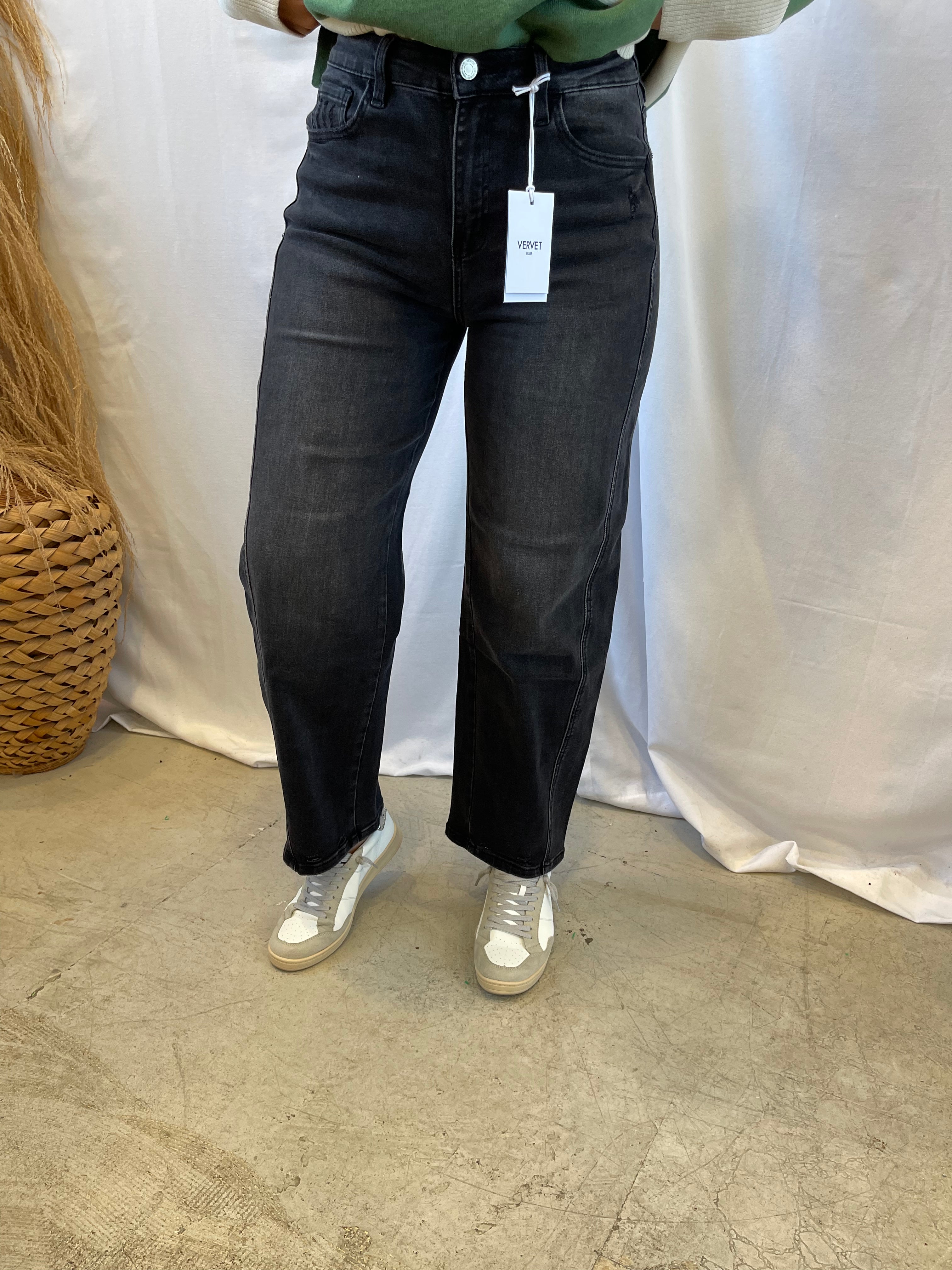 Vervet Instant Black Barrel Jeans-Final Sale-Jeans-vervet-The Silo Boutique, Women's Fashion Boutique Located in Warren and Grand Forks North Dakota