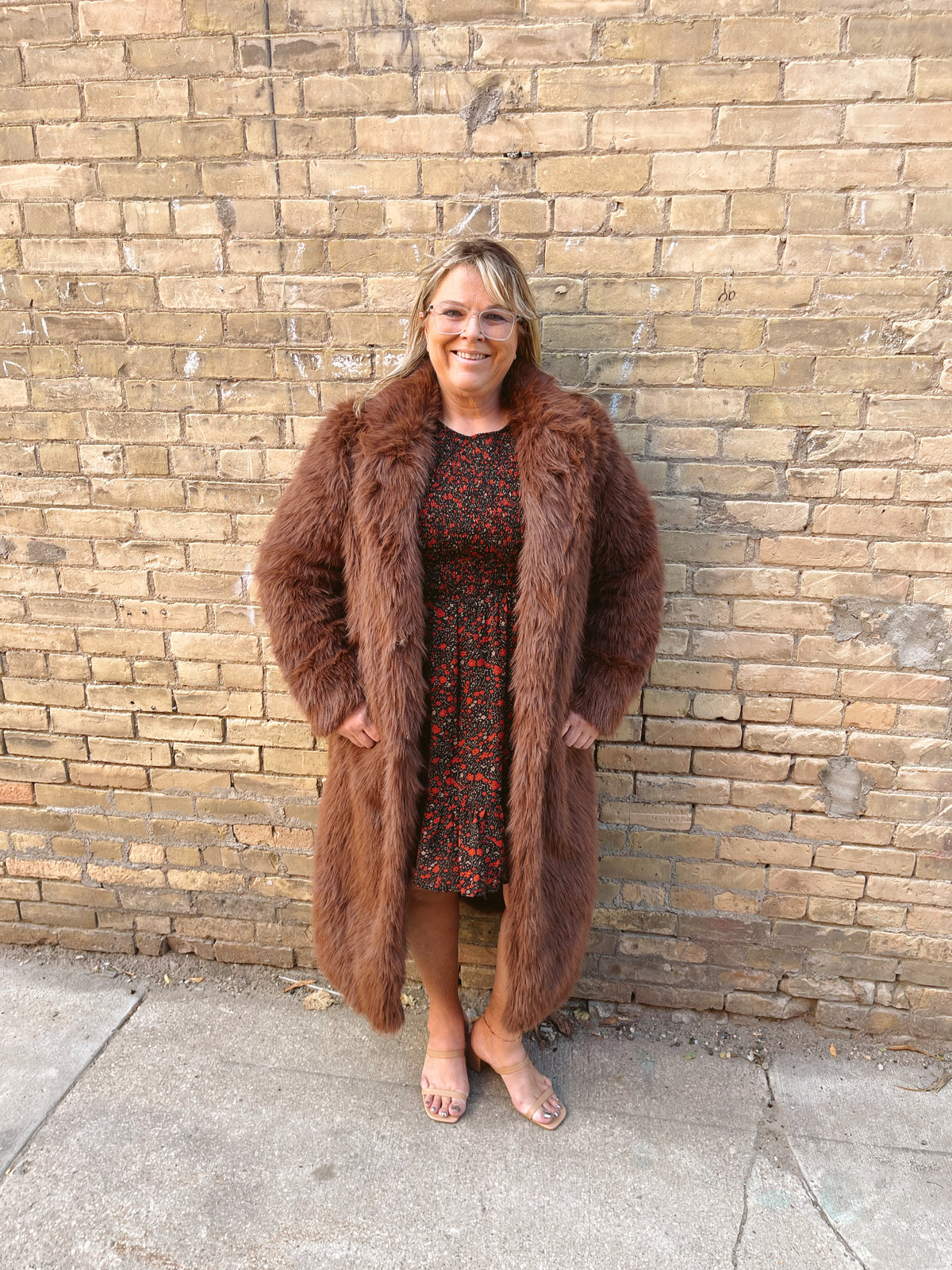 Skies Justina Long Fur Coat-Brown-Coats & Jackets-skies are blue-The Silo Boutique, Women's Fashion Boutique Located in Warren and Grand Forks North Dakota