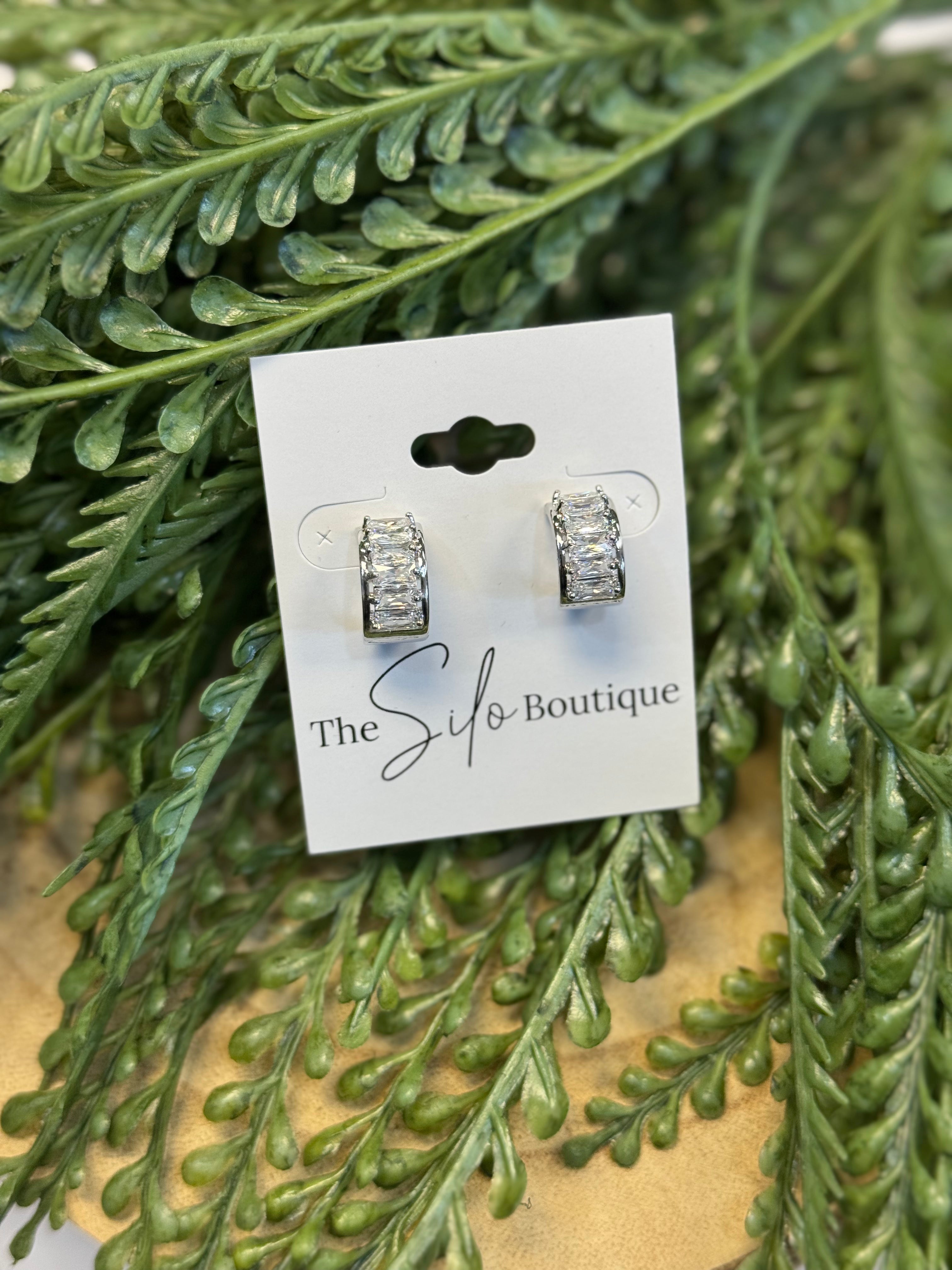 Bailey Half Hoop Earrings-Silver-Earrings-fame-The Silo Boutique, Women's Fashion Boutique Located in Warren and Grand Forks North Dakota