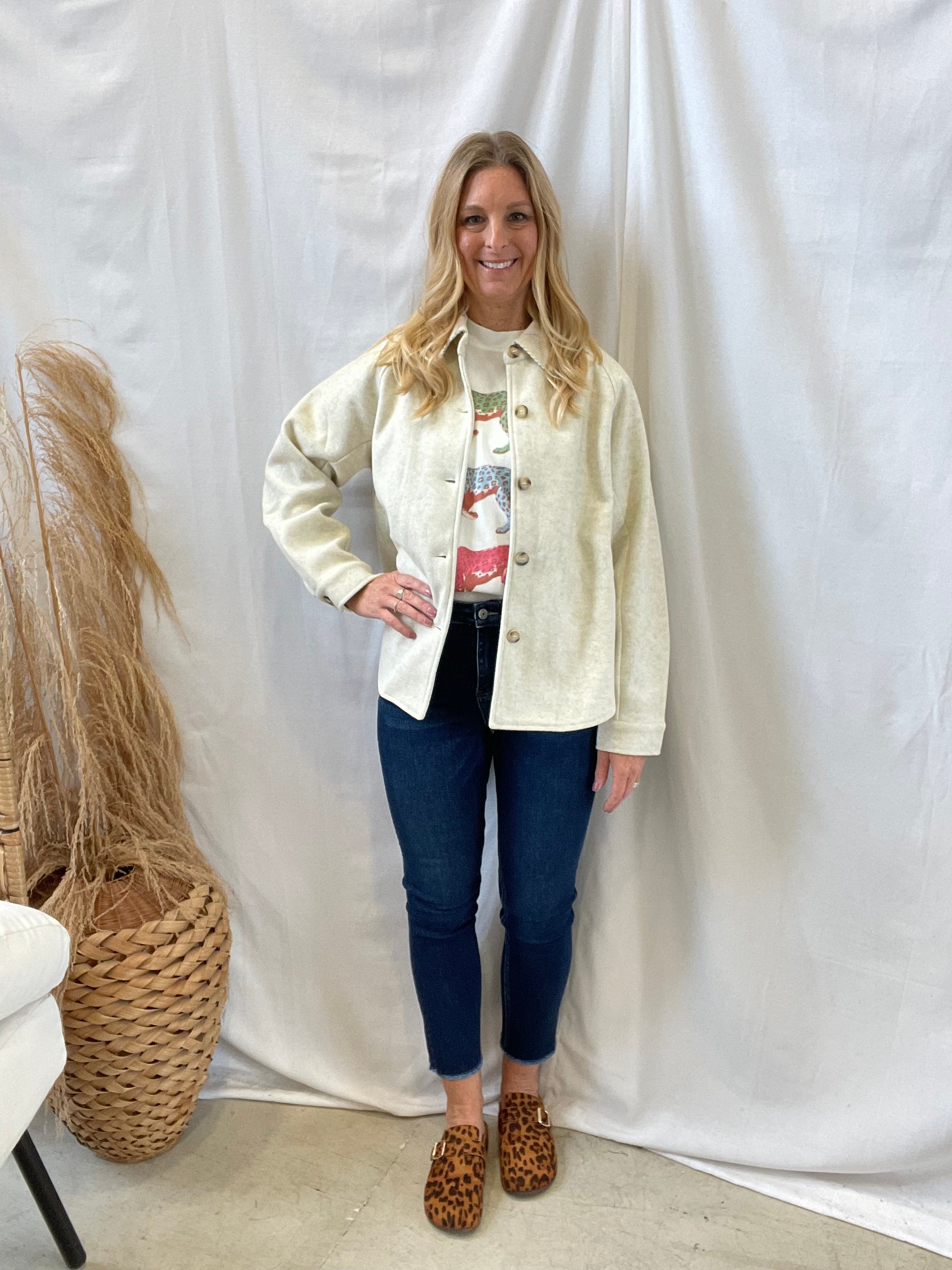 Ivory Button Down Shacket-Shackets-mystree-The Silo Boutique, Women's Fashion Boutique Located in Warren and Grand Forks North Dakota