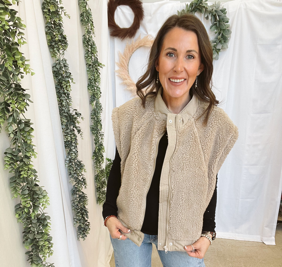 Sherpa Stand Collar Vest-Mocha-Vests-hyfve-The Silo Boutique, Women's Fashion Boutique Located in Warren and Grand Forks North Dakota