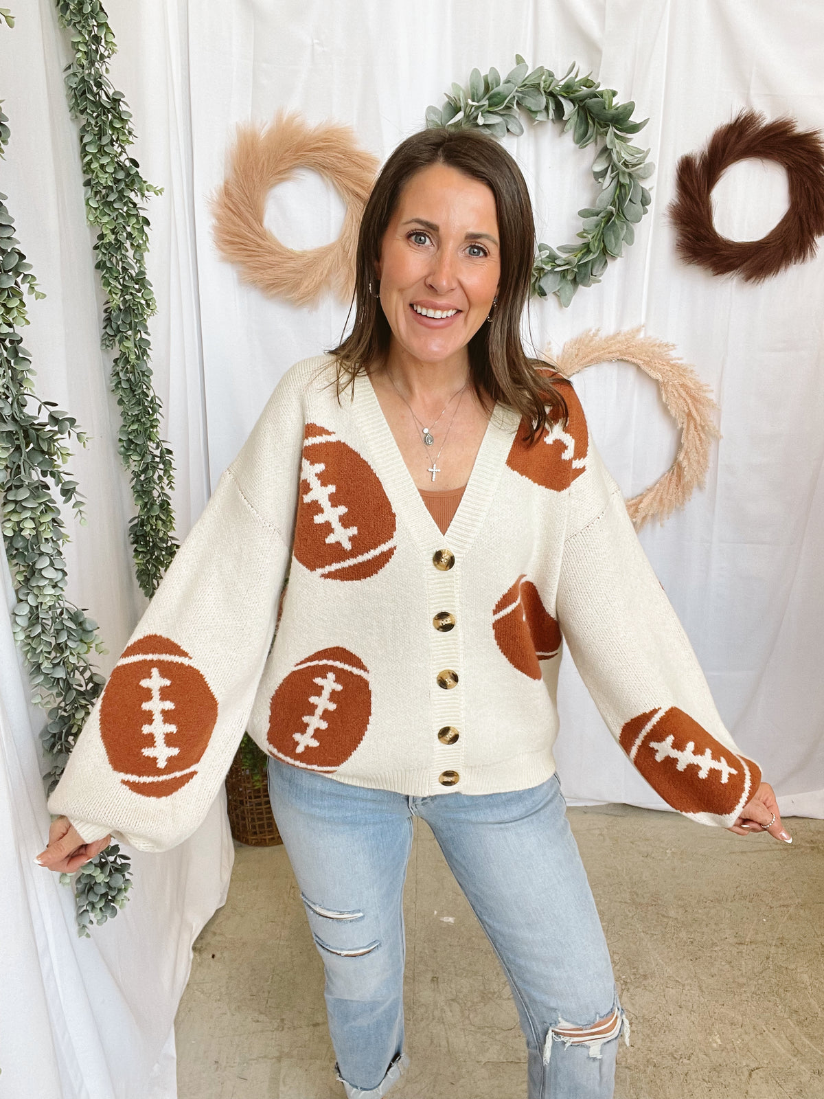 Soft and Cozy Football Cardigan-Cardigans-mello-The Silo Boutique, Women's Fashion Boutique Located in Warren and Grand Forks North Dakota