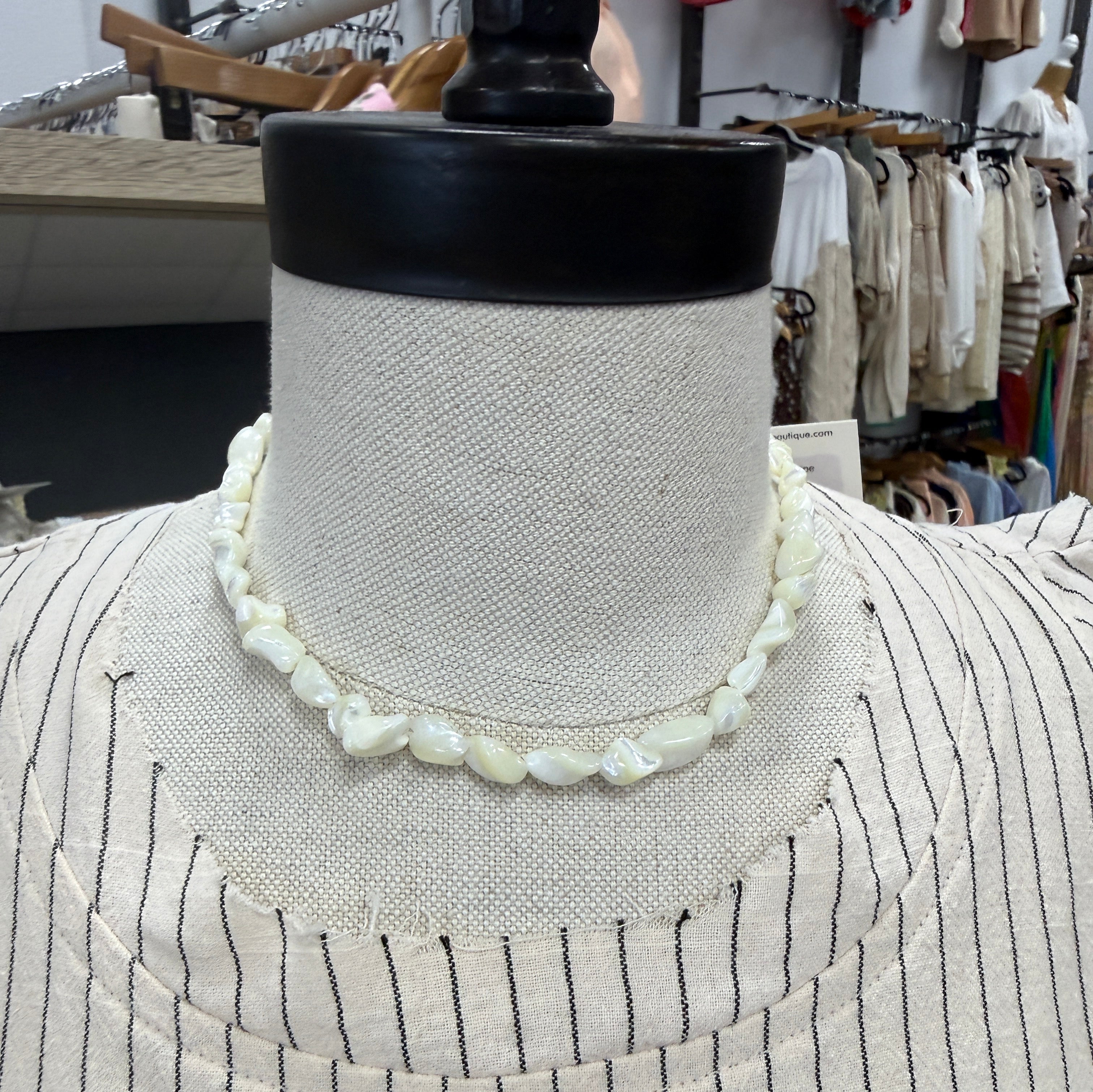 Mother Of Pearl Shell Nugget Necklace-Necklaces-joss-The Silo Boutique, Women's Fashion Boutique Located in Warren and Grand Forks North Dakota