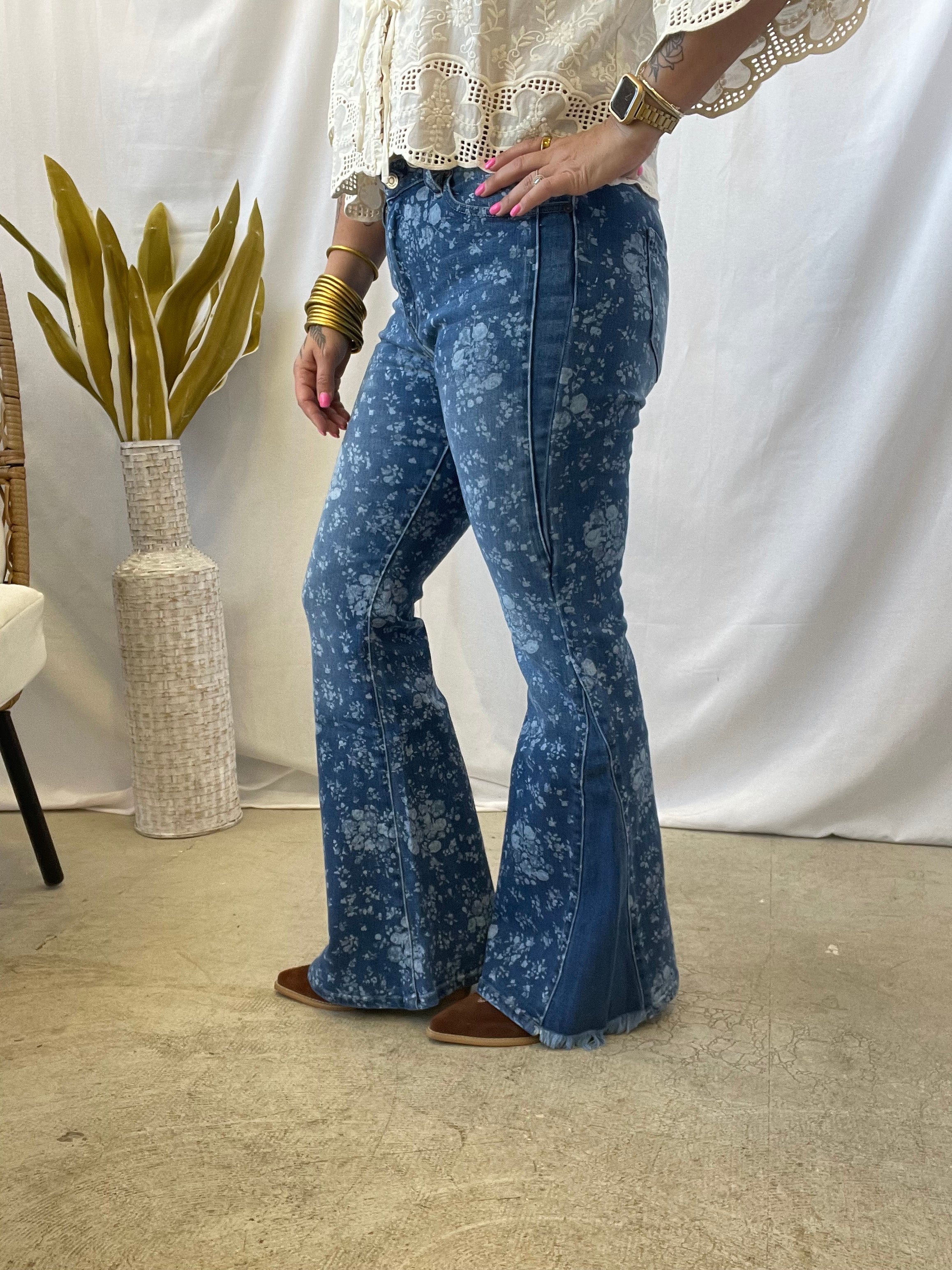 Kancan Floral Flare Jeans-Final Sale-Jeans-Kancan-The Silo Boutique, Women's Fashion Boutique Located in Warren and Grand Forks North Dakota