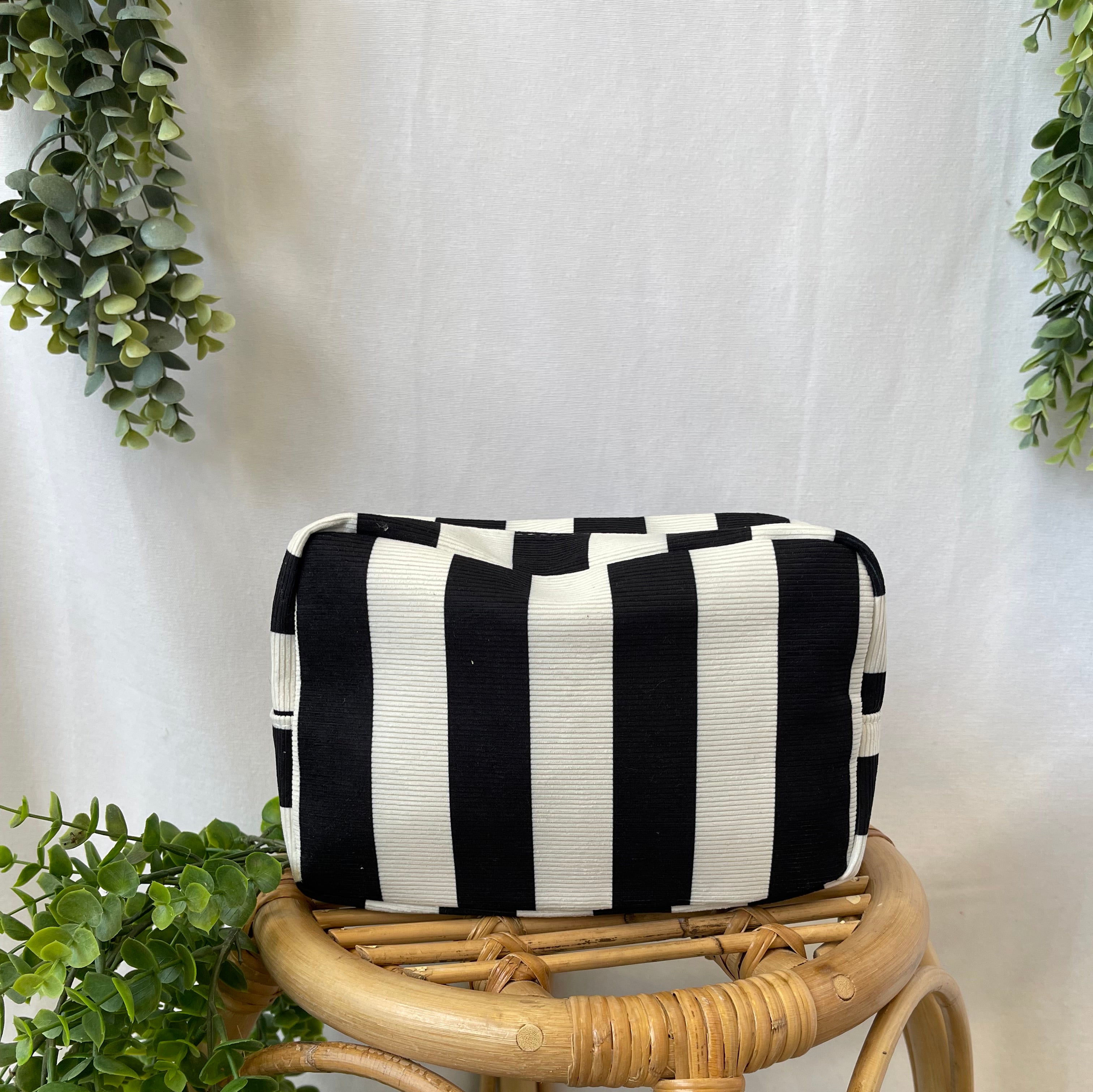 Essential Stripe Cosmetic-Black White-Purses-Fair-The Silo Boutique, Women's Fashion Boutique Located in Warren and Grand Forks North Dakota