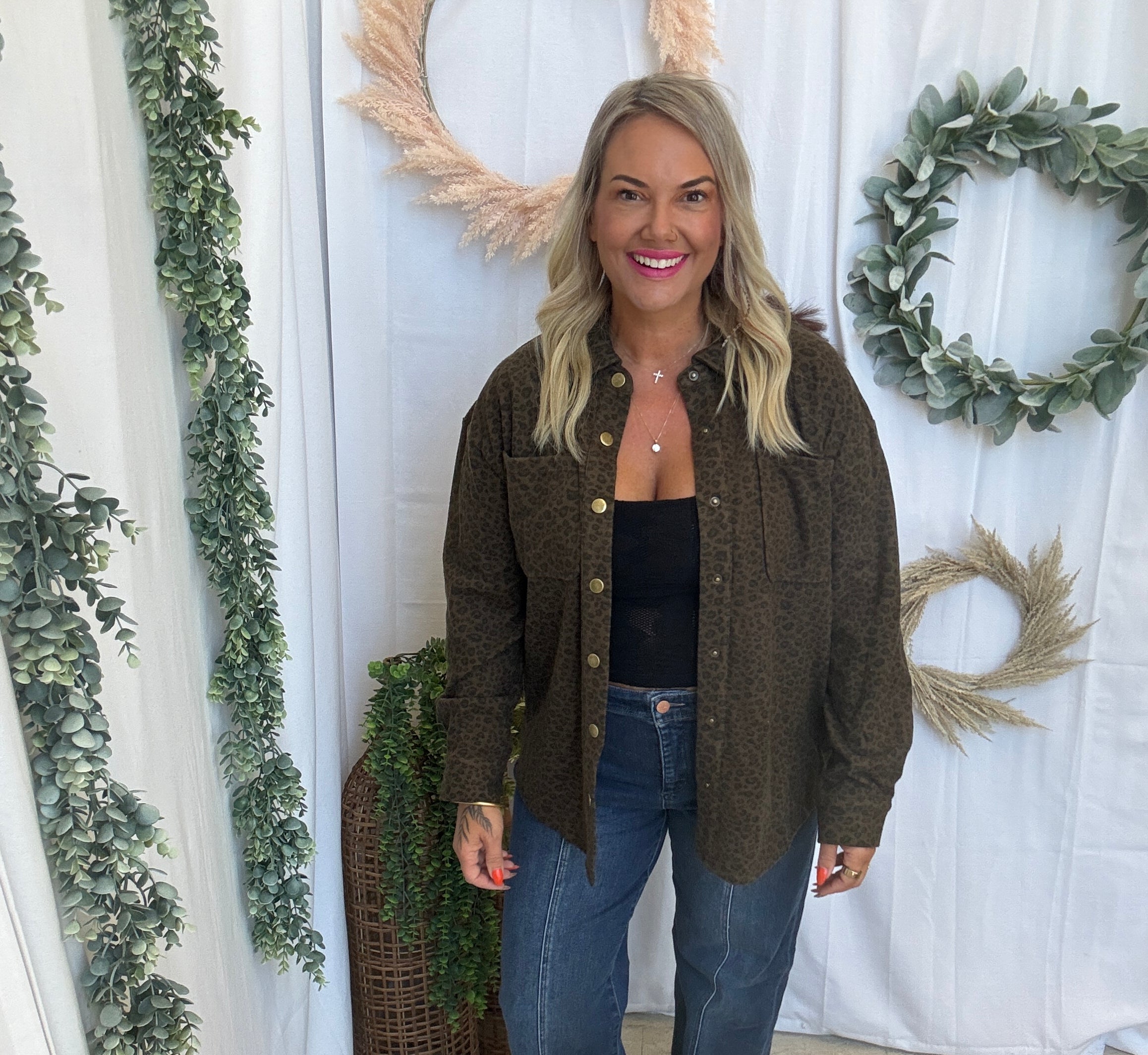 Tobacco Brown Leopard Print Snap Shacket-Shackets-hem and thread-The Silo Boutique, Women's Fashion Boutique Located in Warren and Grand Forks North Dakota