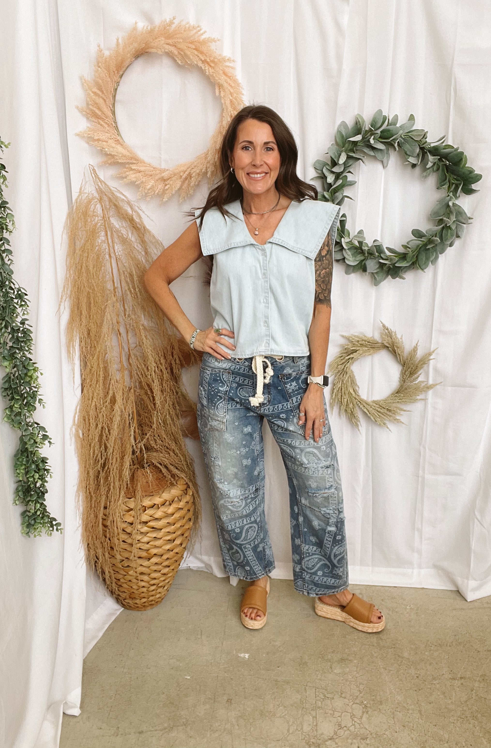 Oli and Hali Paisley Patch Print Jeans-Jeans-oli-The Silo Boutique, Women's Fashion Boutique Located in Warren and Grand Forks North Dakota