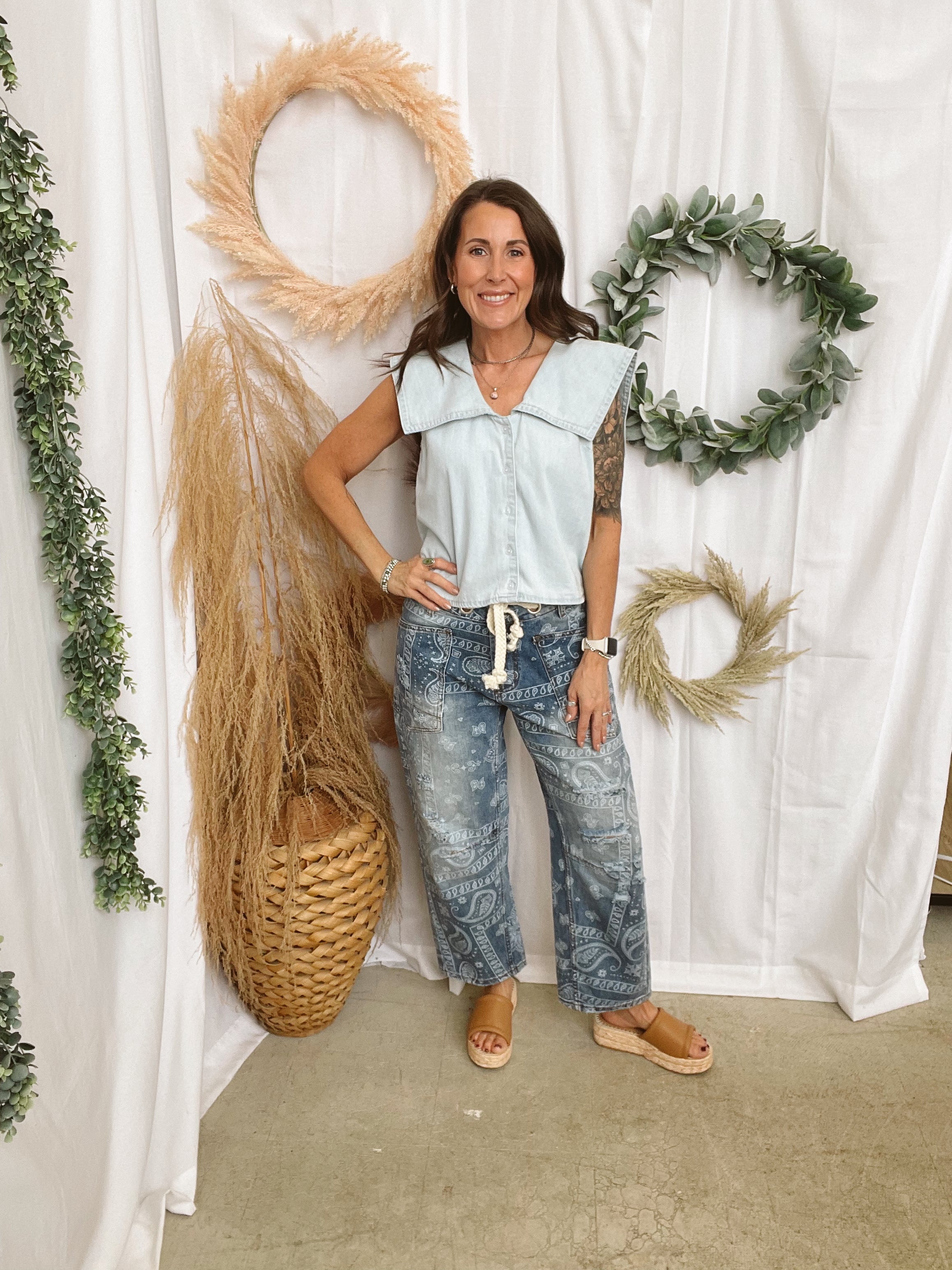 Oli and Hali Paisley Patch Print Jeans-Jeans-oli-The Silo Boutique, Women's Fashion Boutique Located in Warren and Grand Forks North Dakota