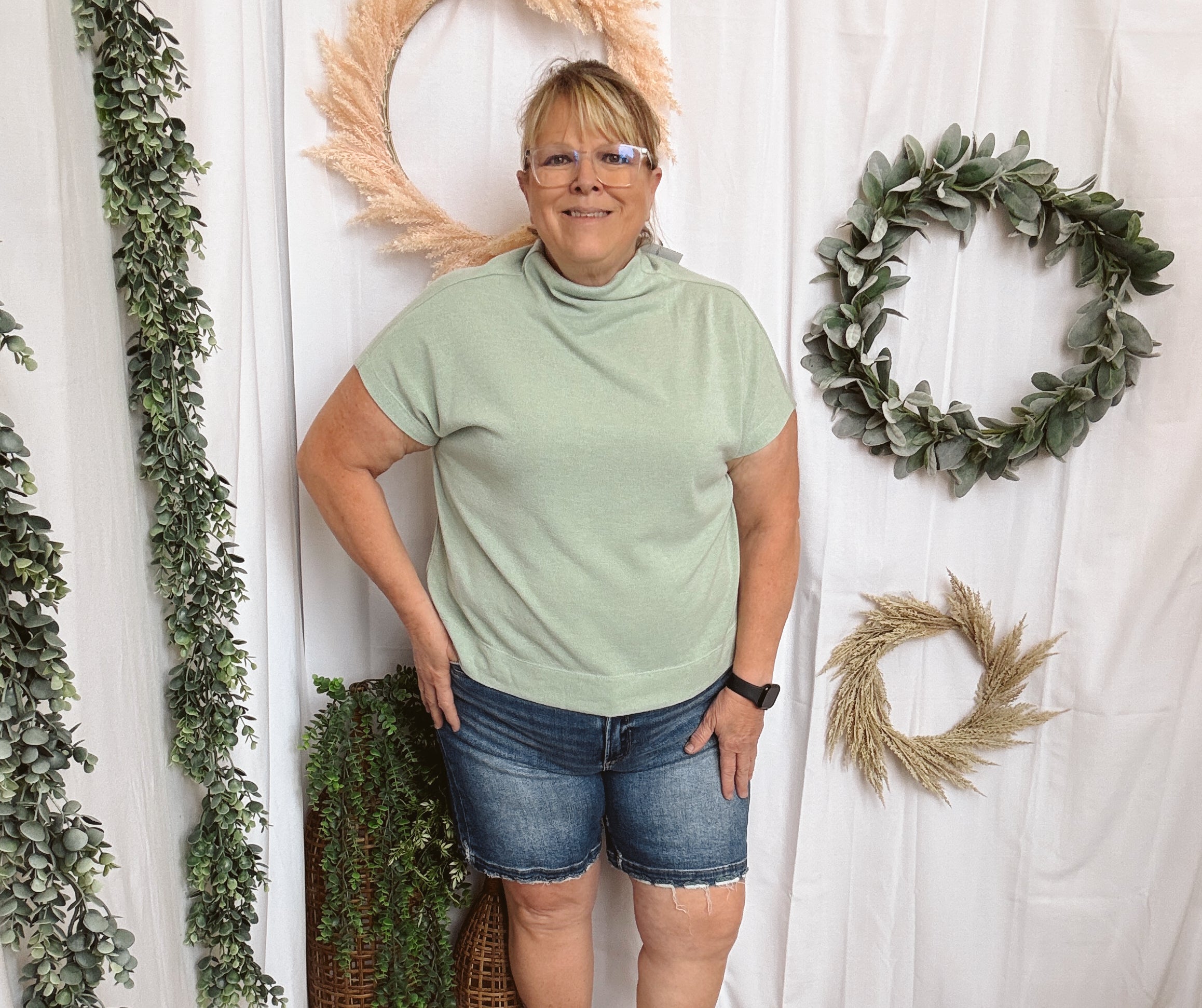 Becca Basic Mock Short Sleeve Top-Mint-Final Sale-Short Sleeve Tops-entro-The Silo Boutique, Women's Fashion Boutique Located in Warren and Grand Forks North Dakota