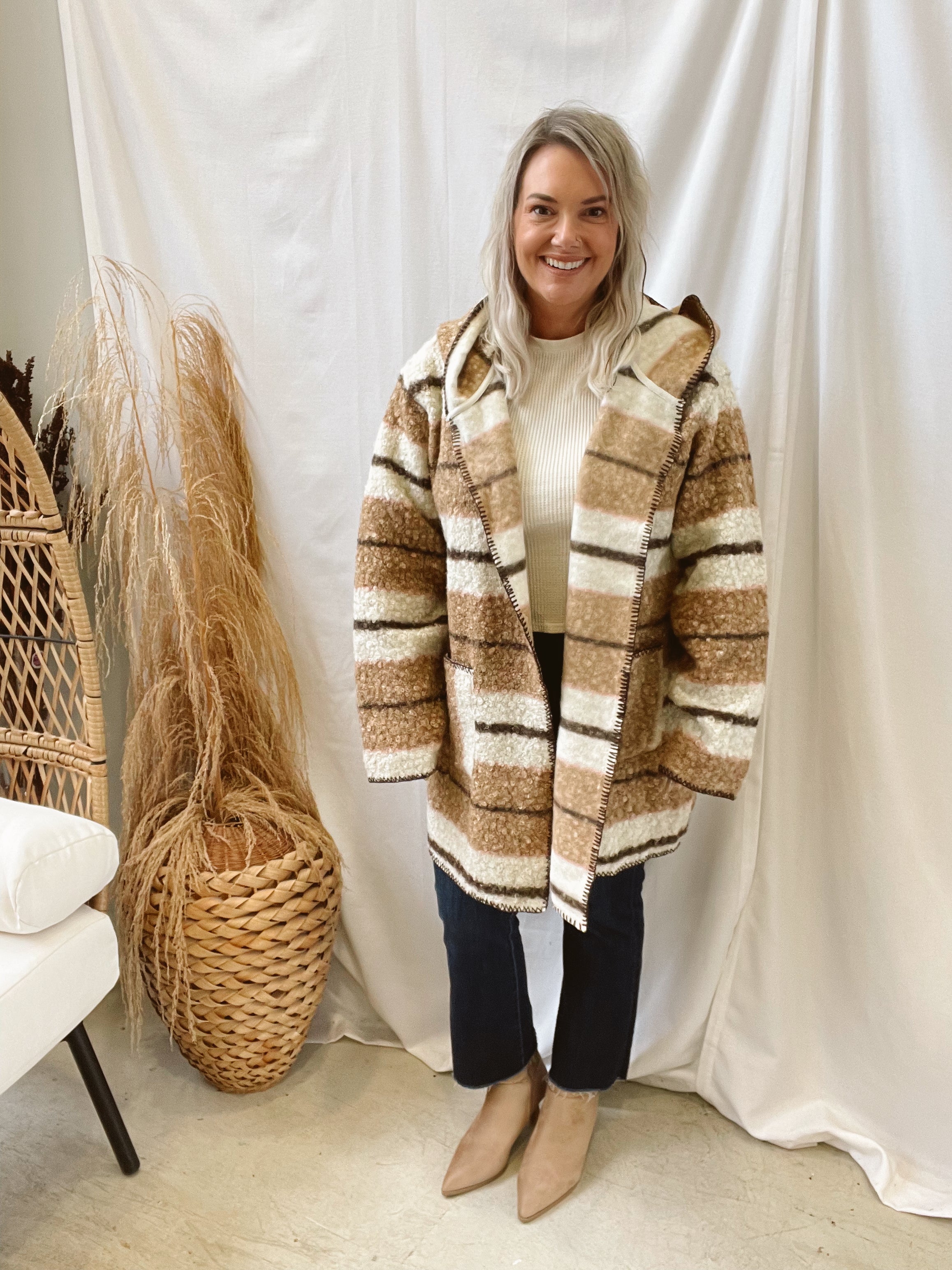 Mocha Teddy Fur Cardigan Jacket-Final Sale-Coats & Jackets-easel-The Silo Boutique, Women's Fashion Boutique Located in Warren and Grand Forks North Dakota