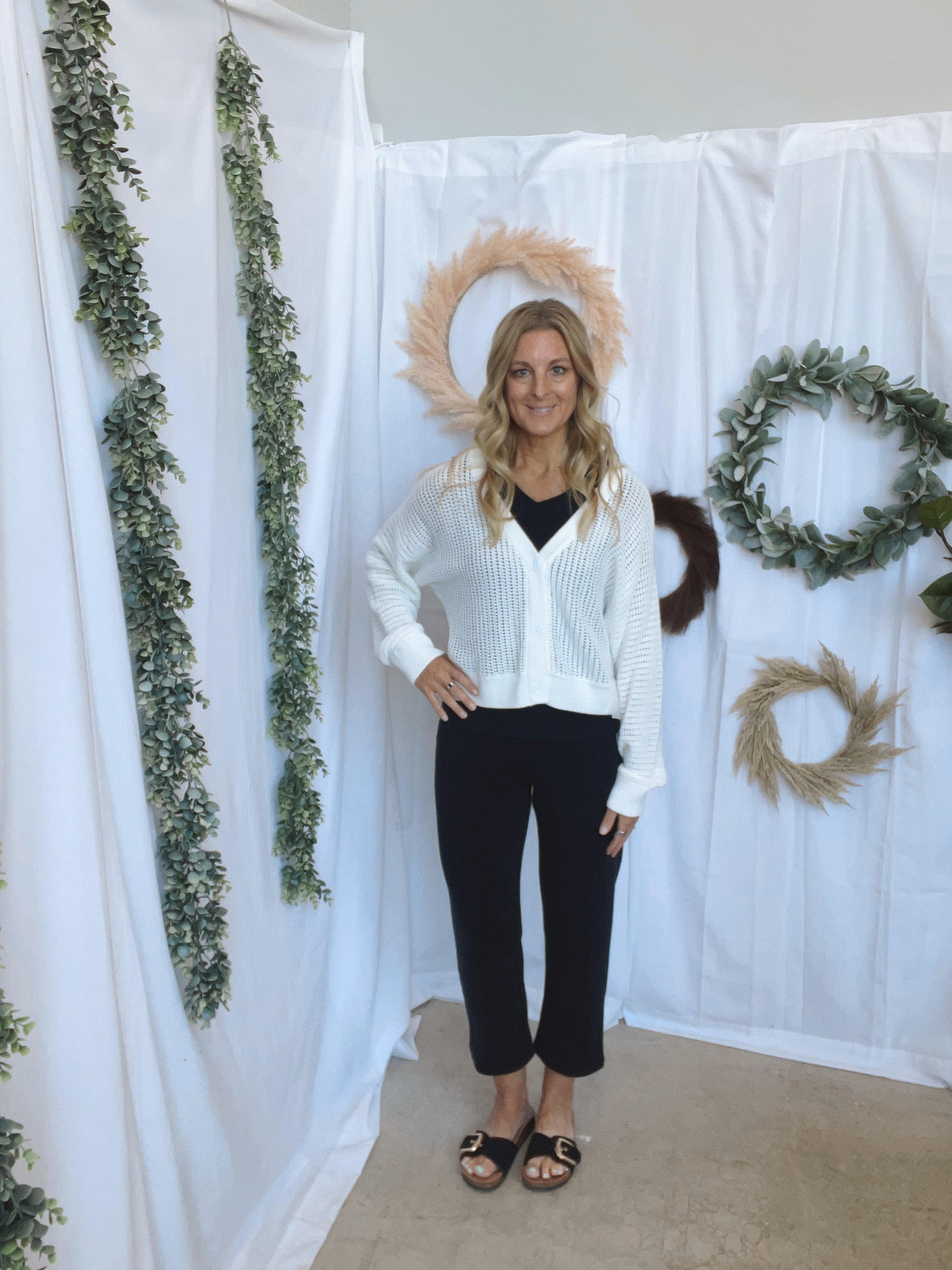 Coastal Crochet Sweater Top-White-Sweaters-mono b-The Silo Boutique, Women's Fashion Boutique Located in Warren and Grand Forks North Dakota