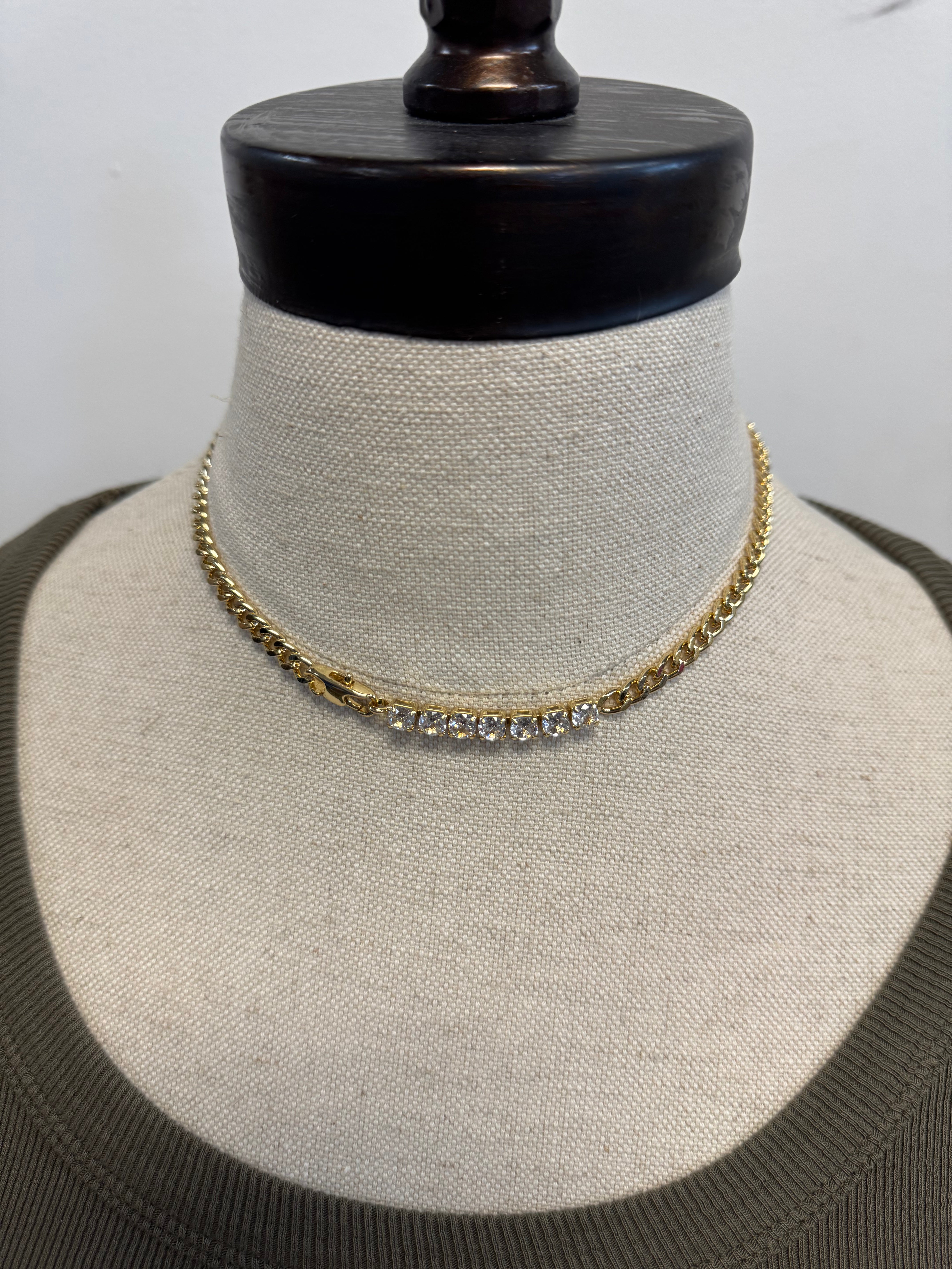 Gold Tennis Necklace-Necklaces-fame-The Silo Boutique, Women's Fashion Boutique Located in Warren and Grand Forks North Dakota
