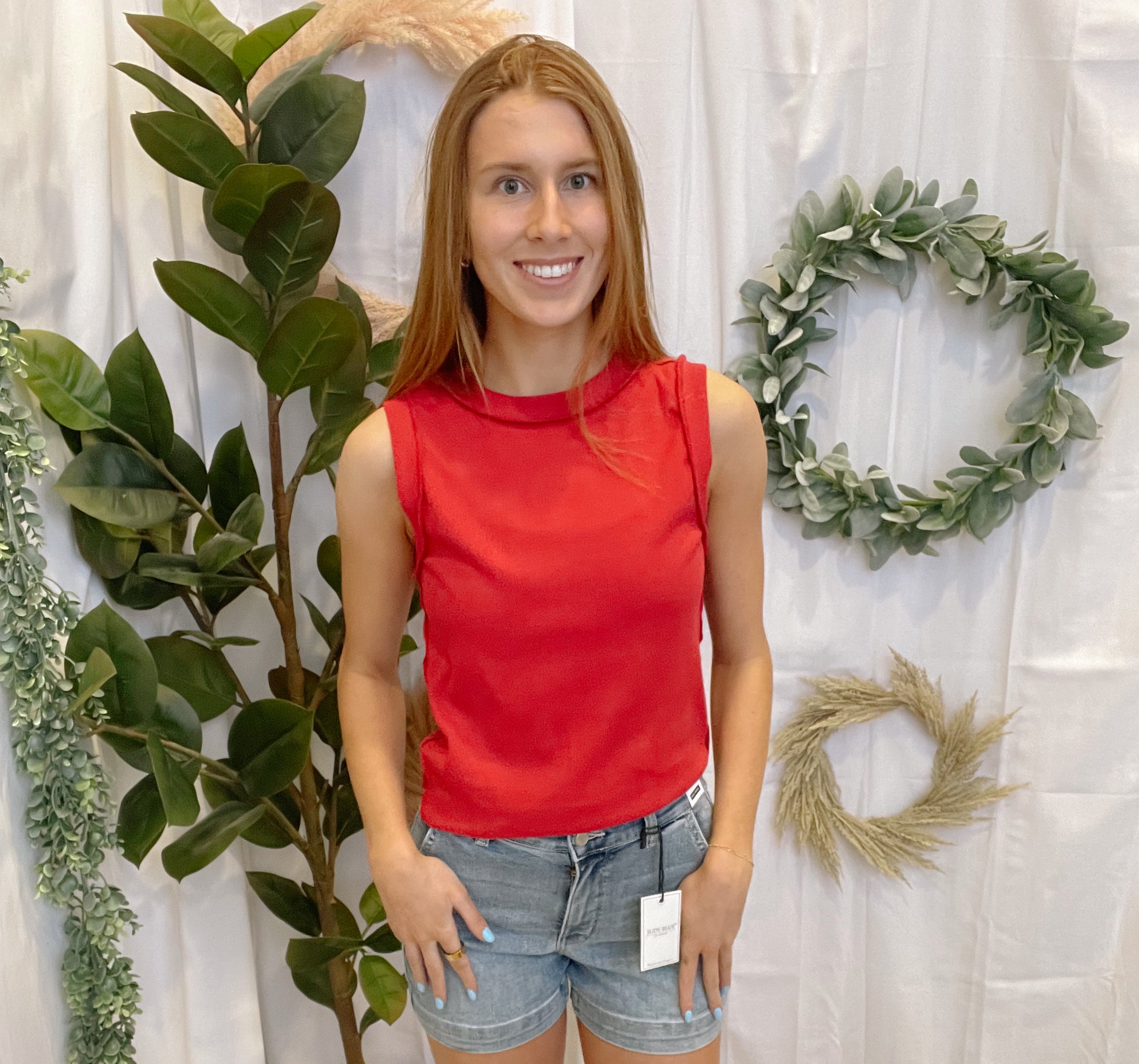Hy Solid Ribbed Tank Top-Red-Tank Tops-hyfve-The Silo Boutique, Women's Fashion Boutique Located in Warren and Grand Forks North Dakota